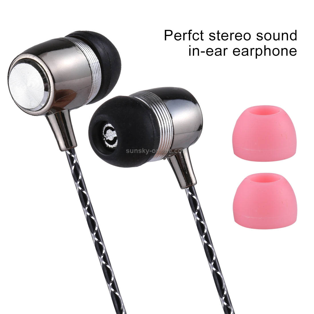 S2 Bass Stereo Sound Generally In-ear Wire Control Earphone with A Pair Earplug Cap