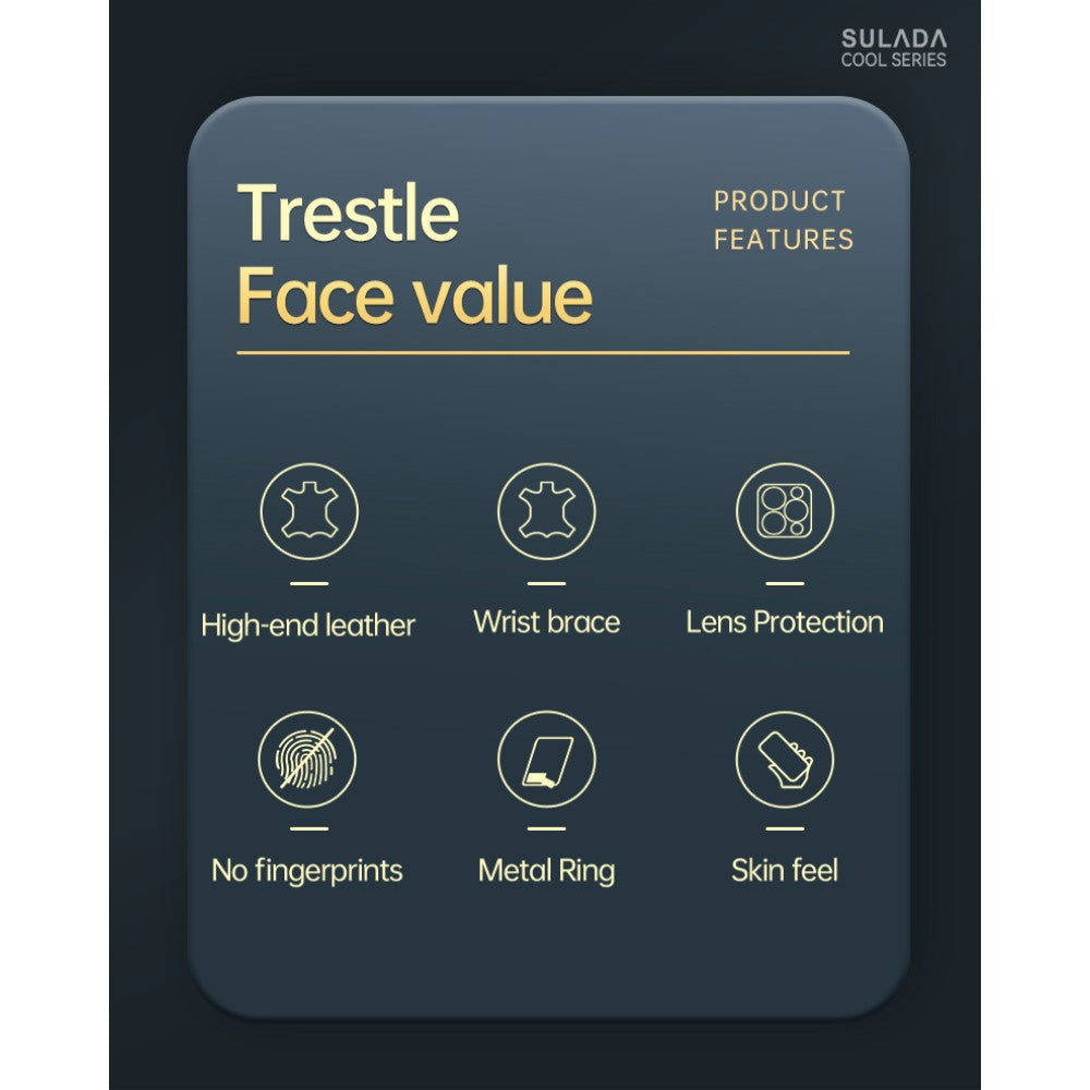 SULADA Fashion Series for Samsung Galaxy S25 Ultra Case Wristband Kickstand Leather Back Phone Cover - Brown