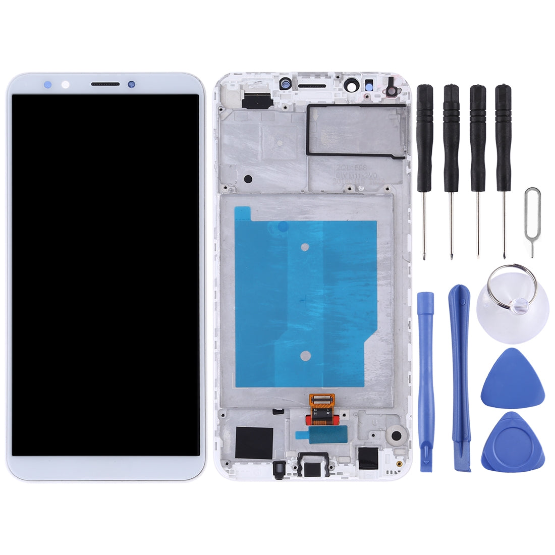 OEM LCD Screen for Huawei Y7 (2018) Digitizer Full Assembly with Frame (White)