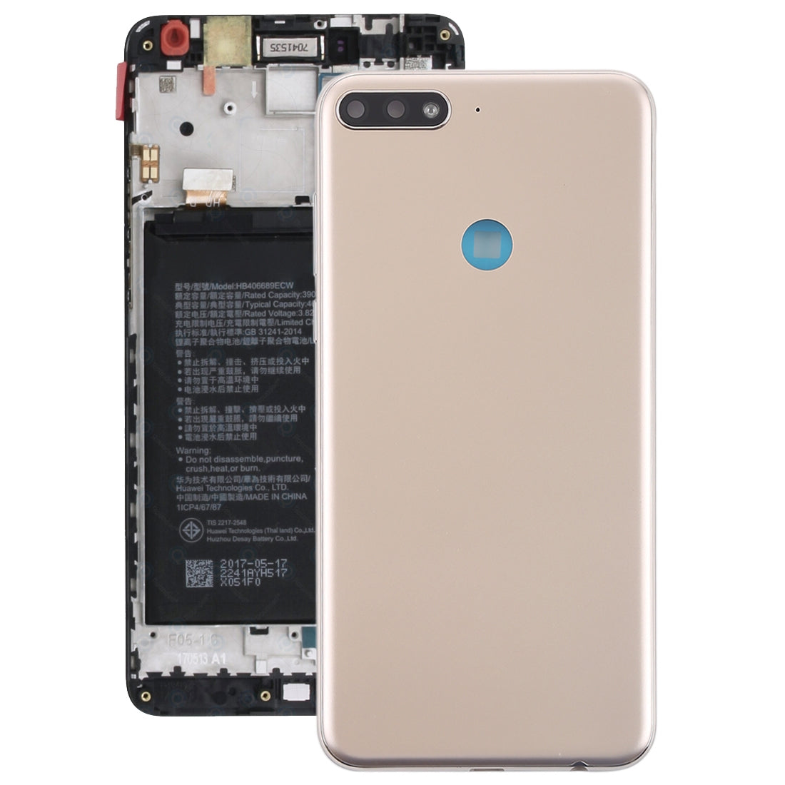 Back Cover with Side Keys for Huawei Y7 (2018)(Gold)