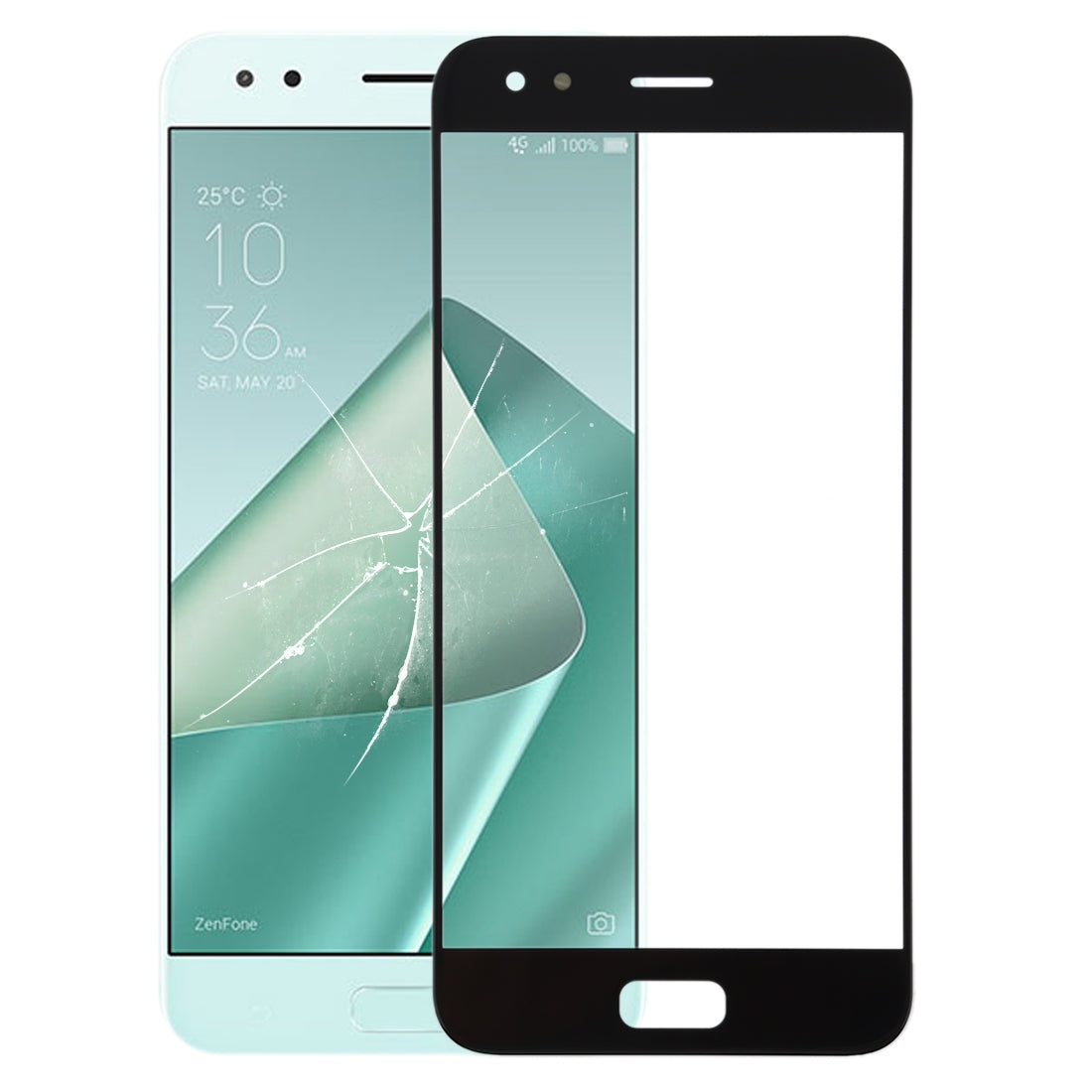 Front Screen Outer Glass Lens for Asus ZenFone 4 ZE554KL / Z01KD(Black)