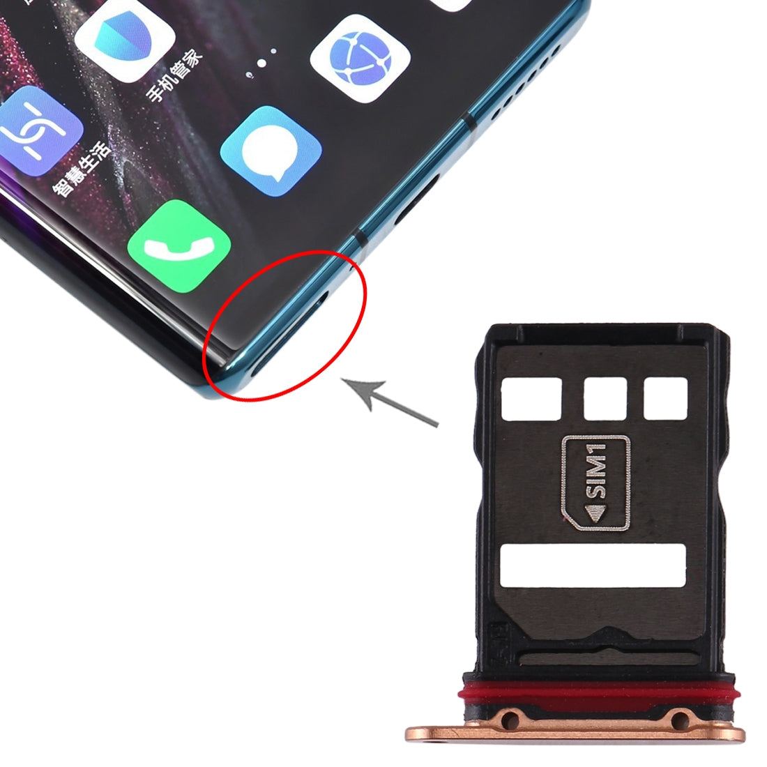 Original SIM Card Tray + NM Card Tray for Huawei Mate 30 Pro (Gold)