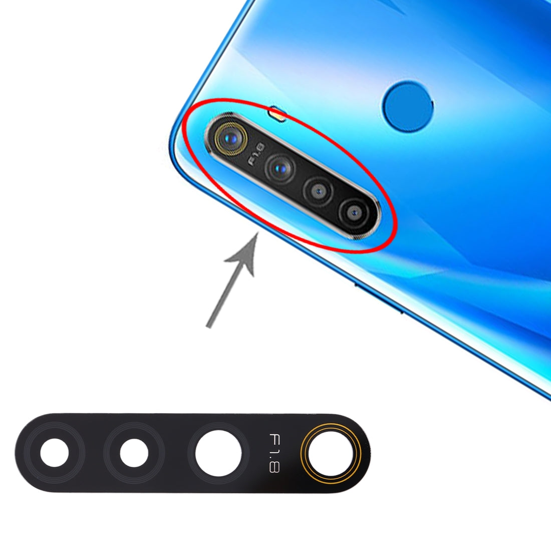 For OPPO Realme 5 10pcs Back Camera Lens