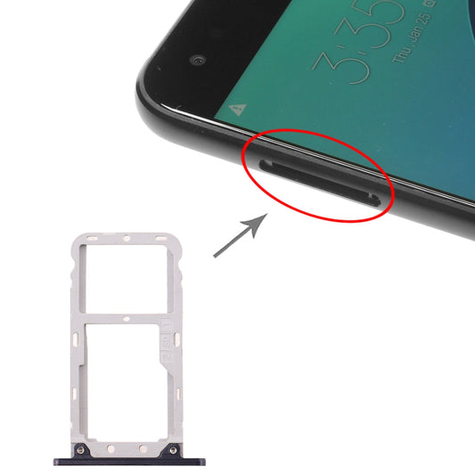 SIM Card Tray + SIM Card Tray / Micro SD Card Tray for Asus Zenfone 4 ZE554KL Z01KDA Z01KD(Black)