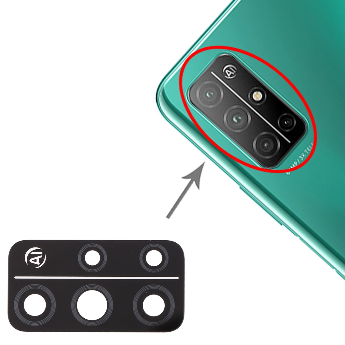 For Huawei Honor 30S 10pcs Back Camera Lens 