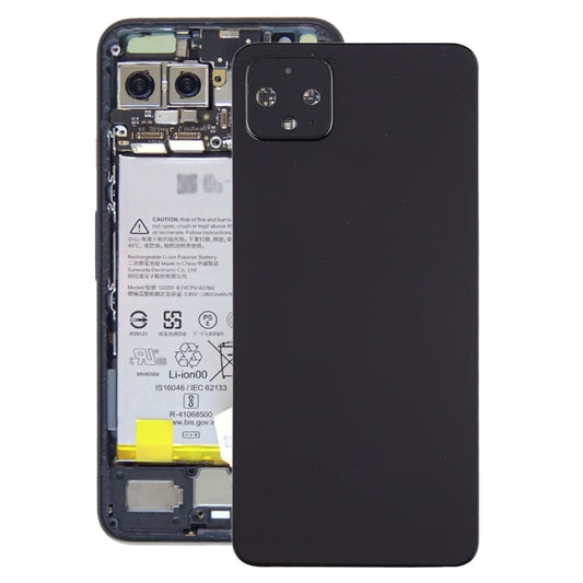 Battery Back Cover with Camera Lens Cover for Google Pixel 4(Black)