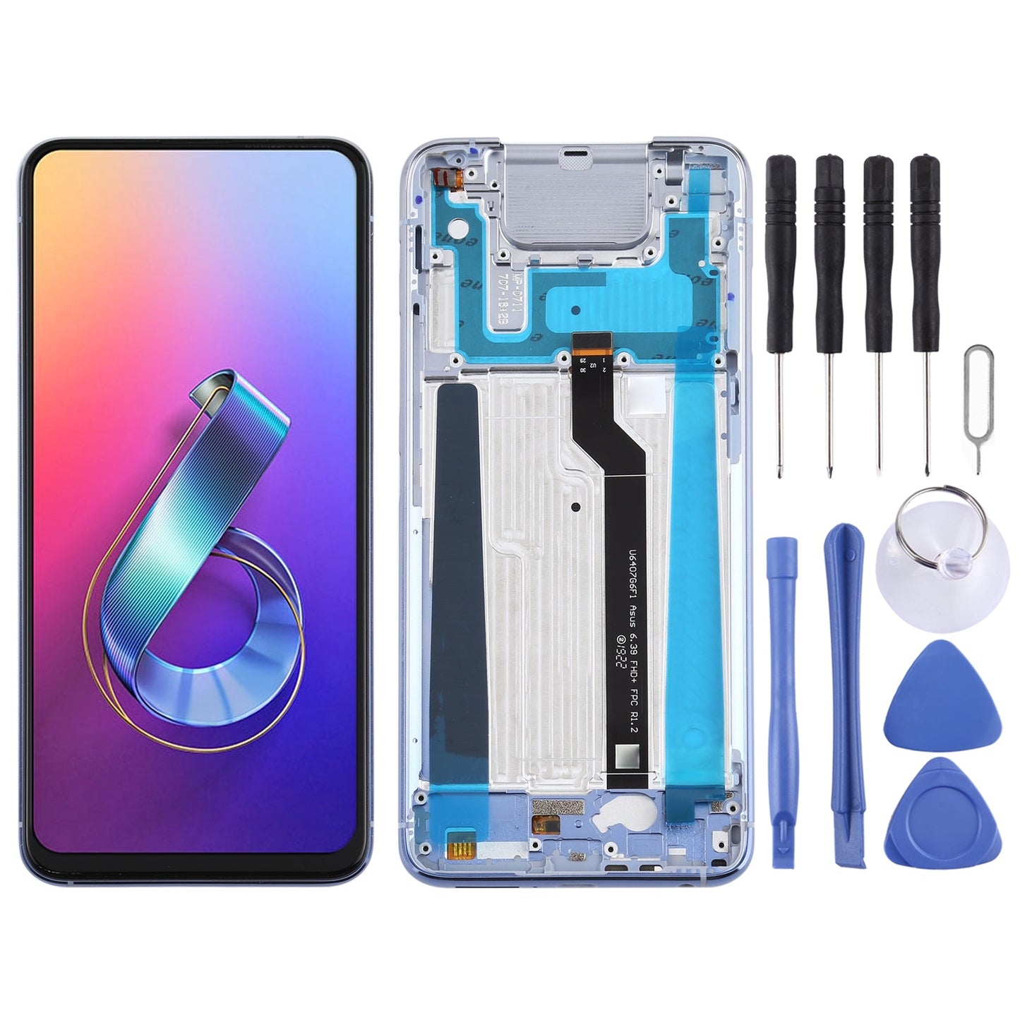 OEM LCD Screen for Asus Zenfone 6 ZS630KL I01WD Digitizer Full Assembly with Frame?Silver)