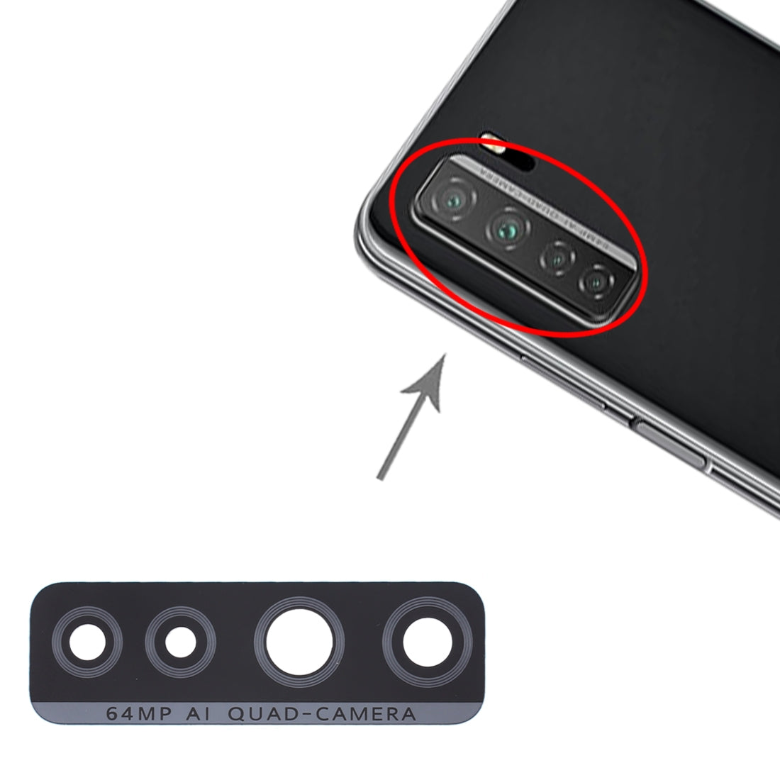 For Huawei P40 Lite 5G / Nova 7 SE 10pcs Back Camera Lens 