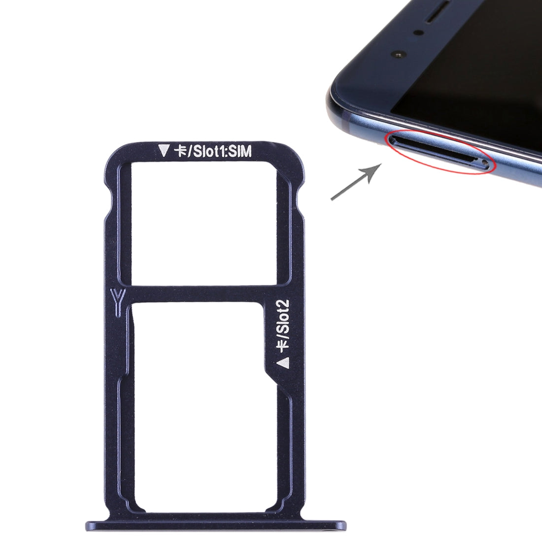 SIM Card Tray + SIM Card Tray / Micro SD Card for Huawei Honor 8 (Blue)