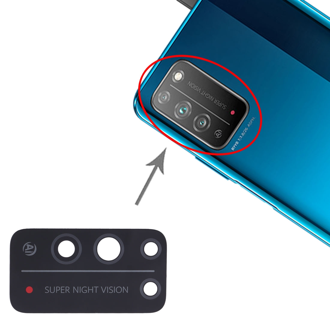 For Huawei Honor X10 5G 10pcs Back Camera Lens 