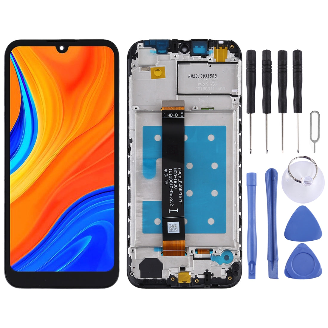 OEM LCD Screen for Huawei Y5 (2019) Digitizer Full Assembly with Frame(Black)