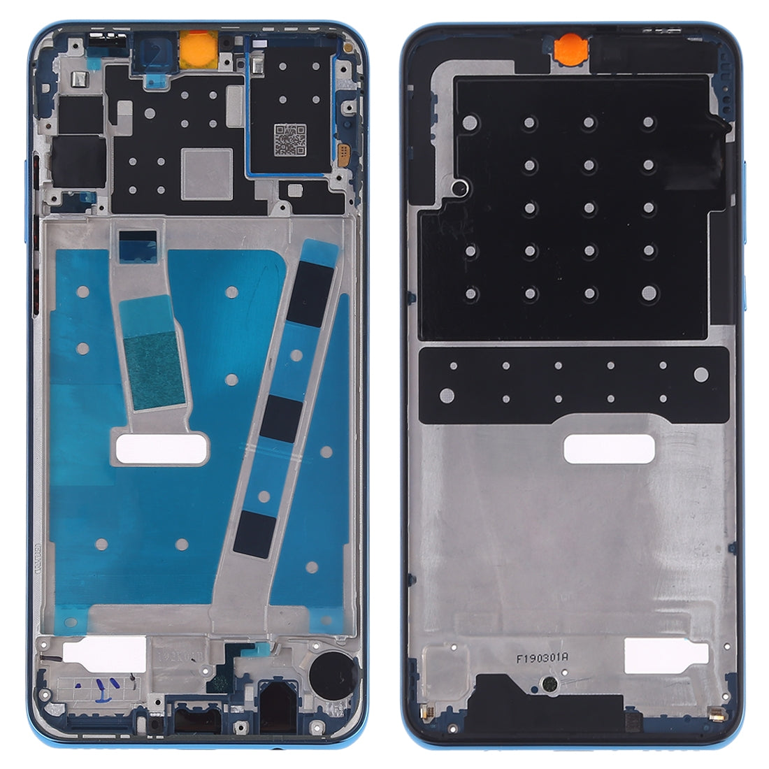 Front Housing LCD Frame Bezel Plate with Side Keys for Huawei P30 Lite (24MP)(Blue)