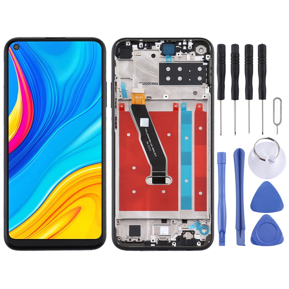 OEM LCD Screen for Huawei P40 Lite E Digitizer Full Assembly with Frame(Black)