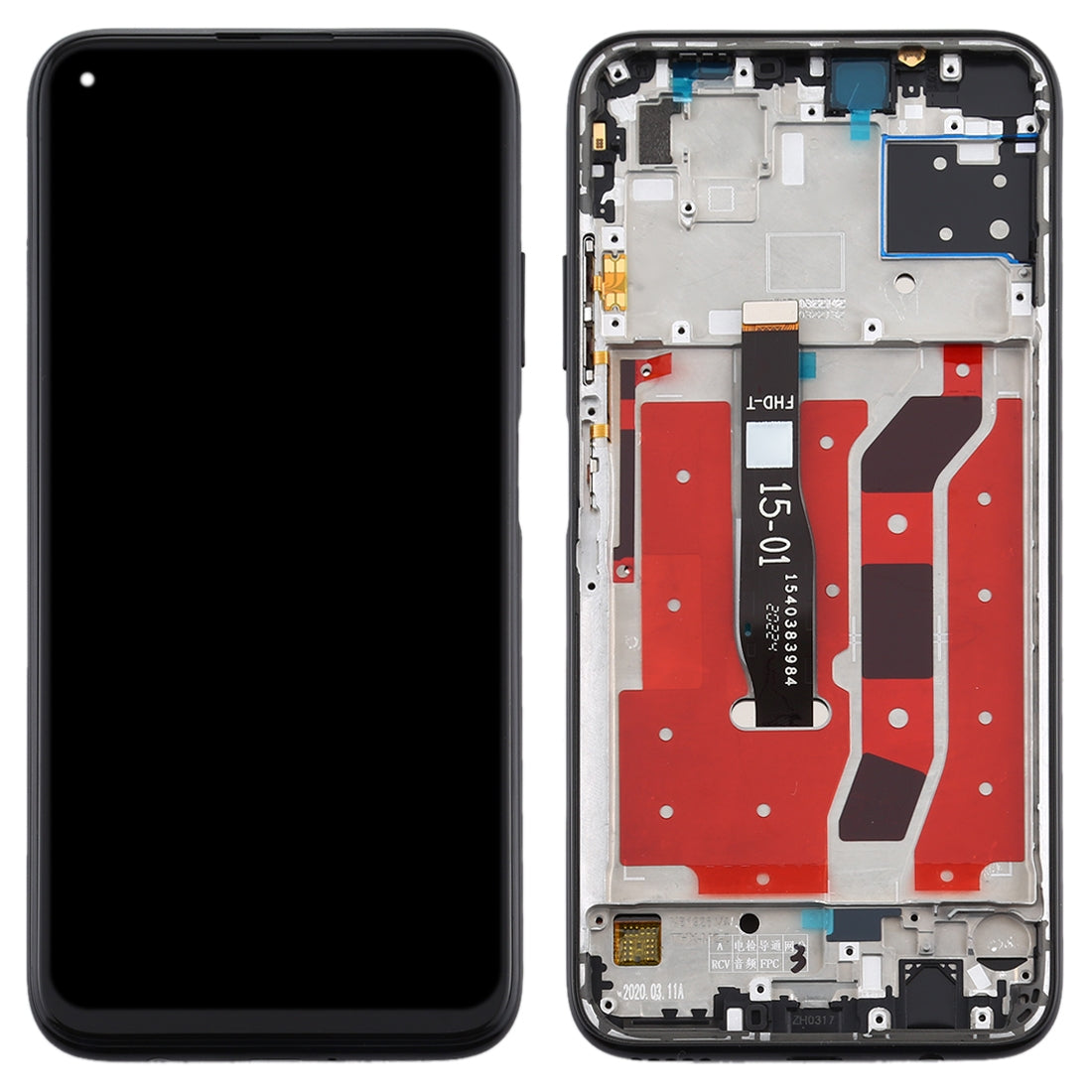 OEM LCD Screen for Huawei P40 Lite Digitizer Full Assembly with Frame(Black)