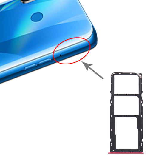 For OPPO Realme 5s  SIM Card Tray + SIM Card Tray + Micro SD Card Tray (Red)