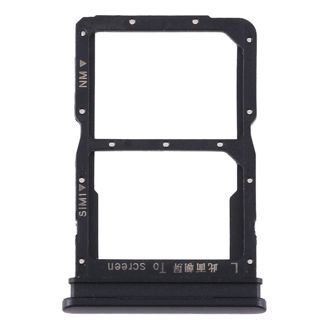 SIM Card Tray + NM Card Tray for Huawei Y8p (Black)