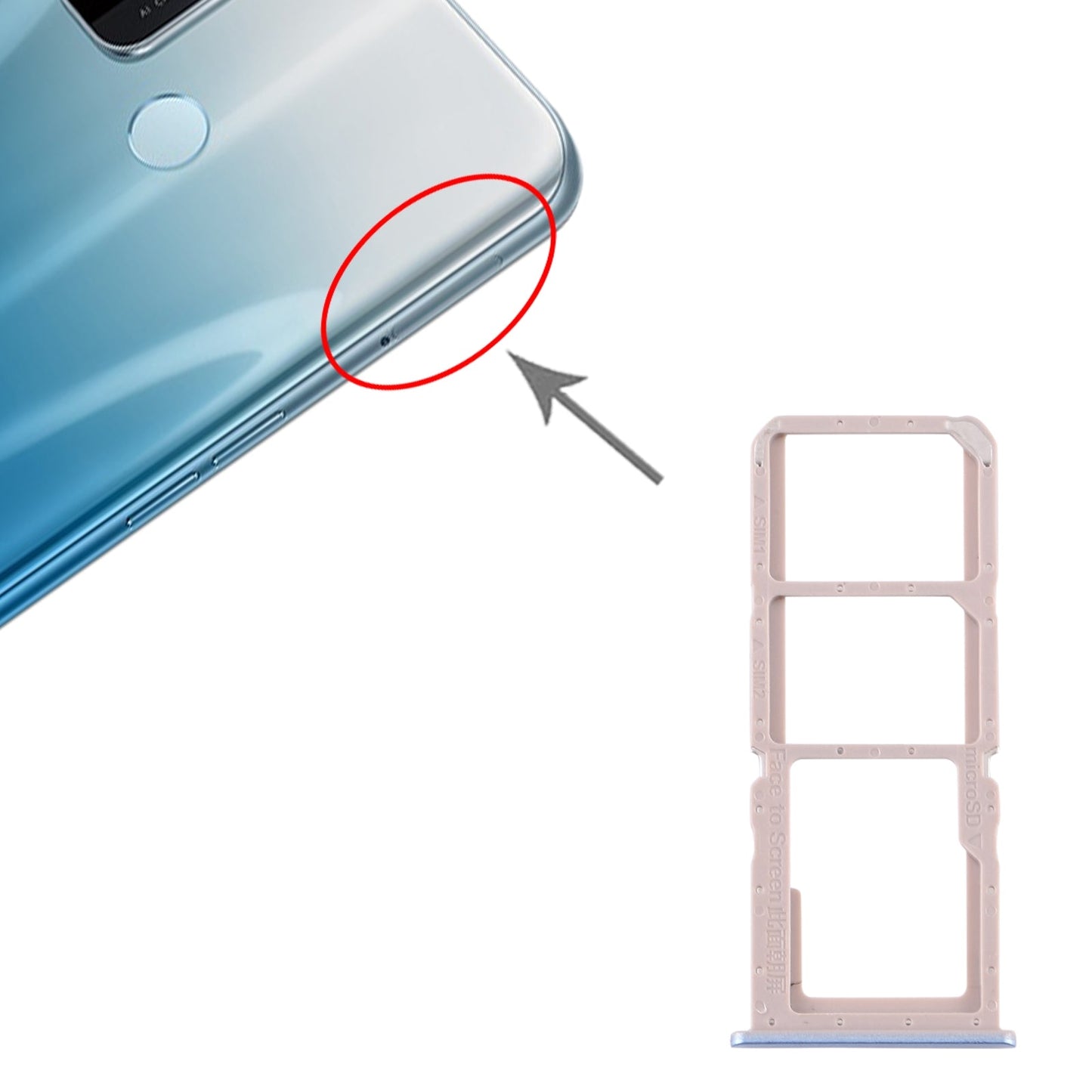 For OPPO A32 / A53 4G / A33 2020 / A53s / A11s PDVM00  SIM Card Tray + SIM Card Tray + Micro SD Card Tray(Blue)