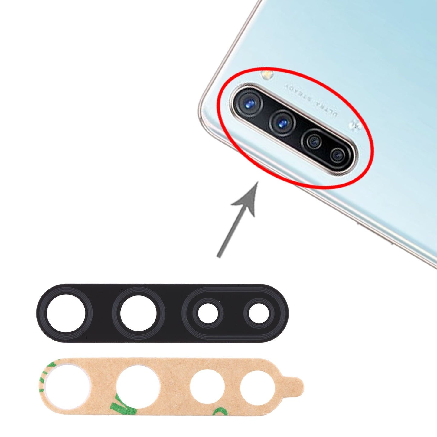 For OPPO Find X2 Lite CPH2005 10pcs Back Camera Lens