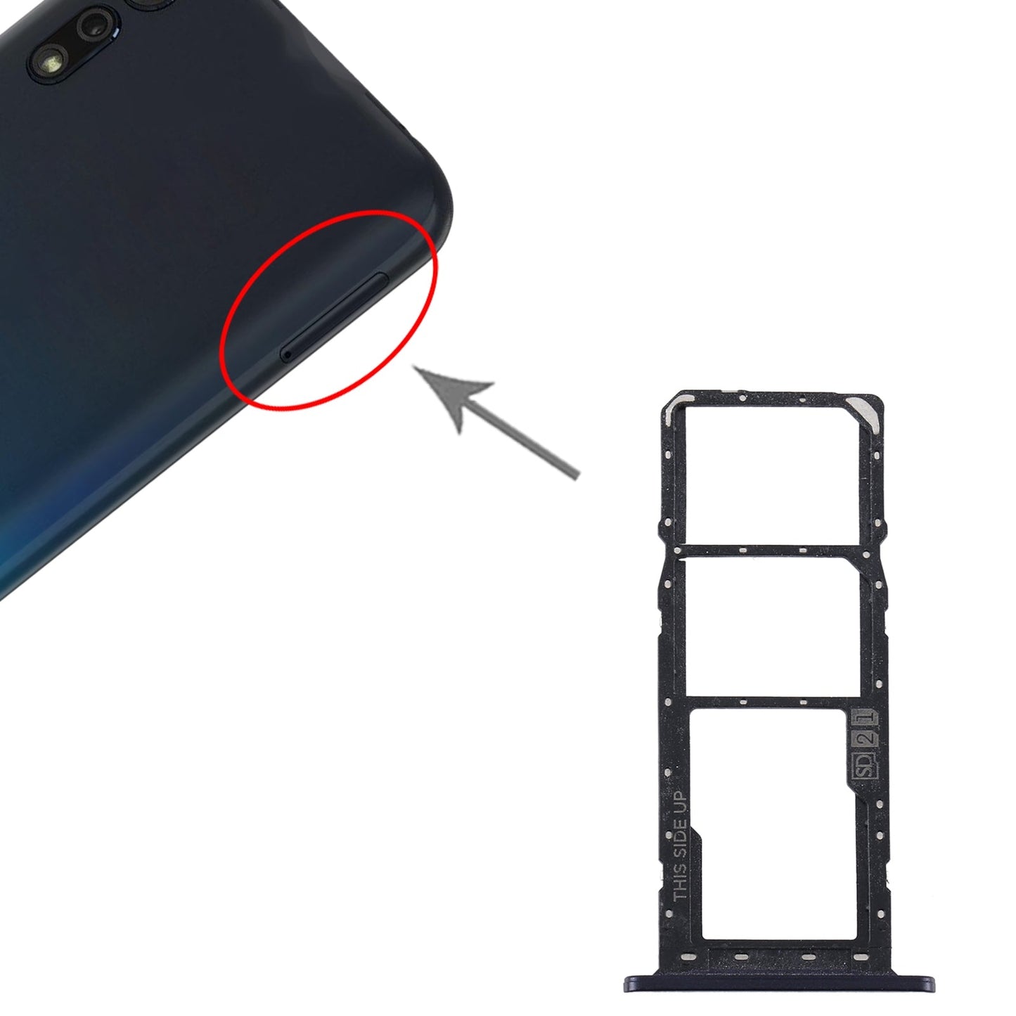 SIM Card Tray + SIM Card Tray + Micro SD Card Tray for Motorola Moto E6 Plus/Moto E6s (2020)/AGA0004/PAGA0004IN/PAGA0033IN/PAGA0033 (Black)