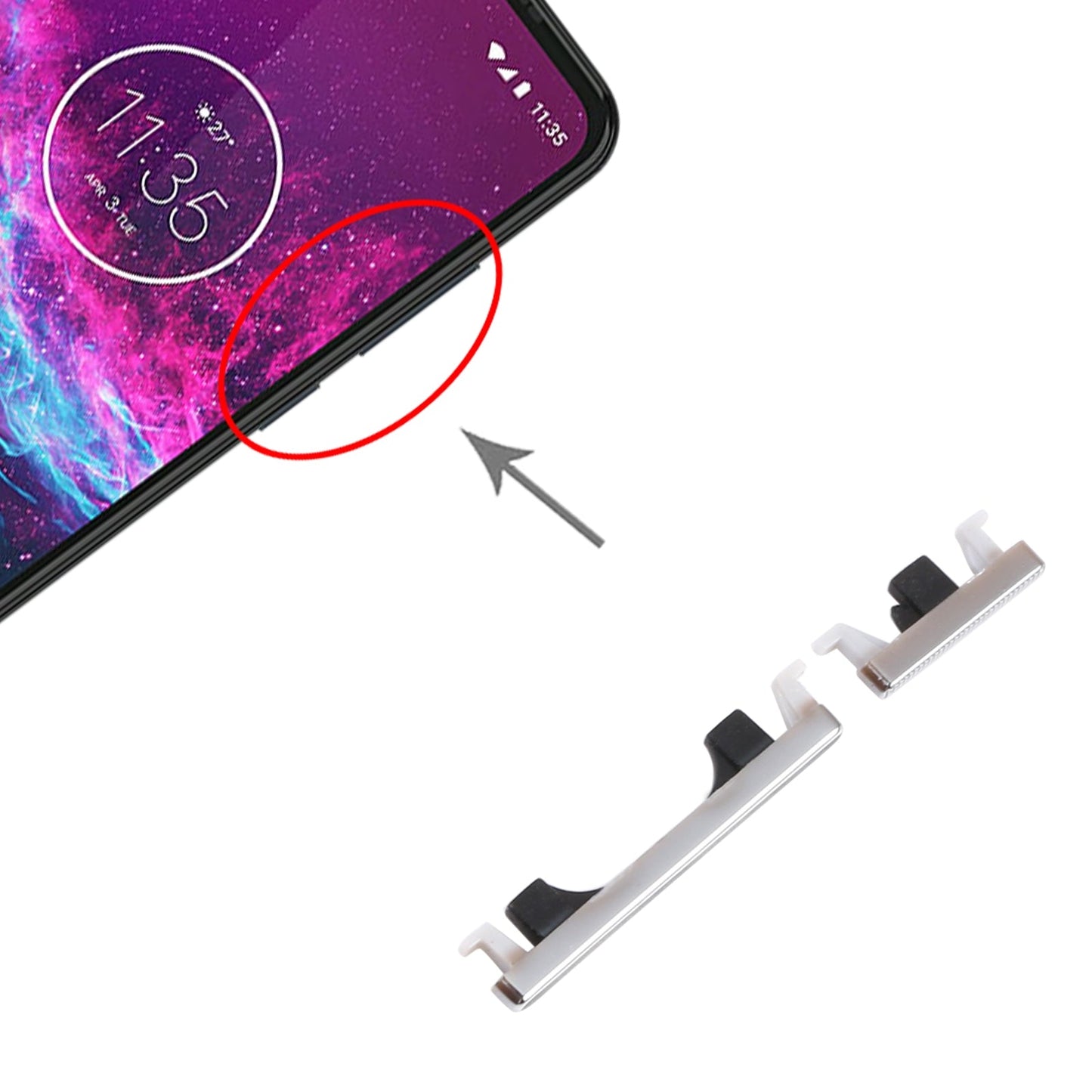 Power Button and Volume Control Button for Motorola Moto One Action XT2013-1 XT2013-2 XT2013-4 (Silver)