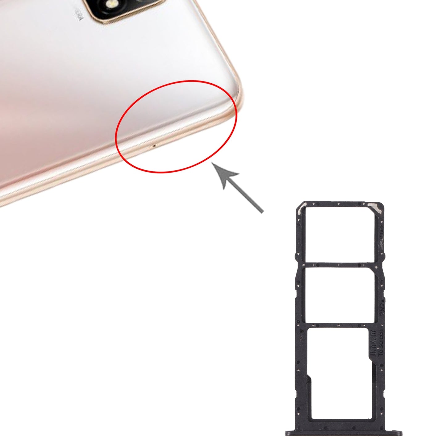 SIM Card Tray + SIM Card Tray + Micro SD Card Tray for Huawei Enjoy 20 SE 4G(Black)