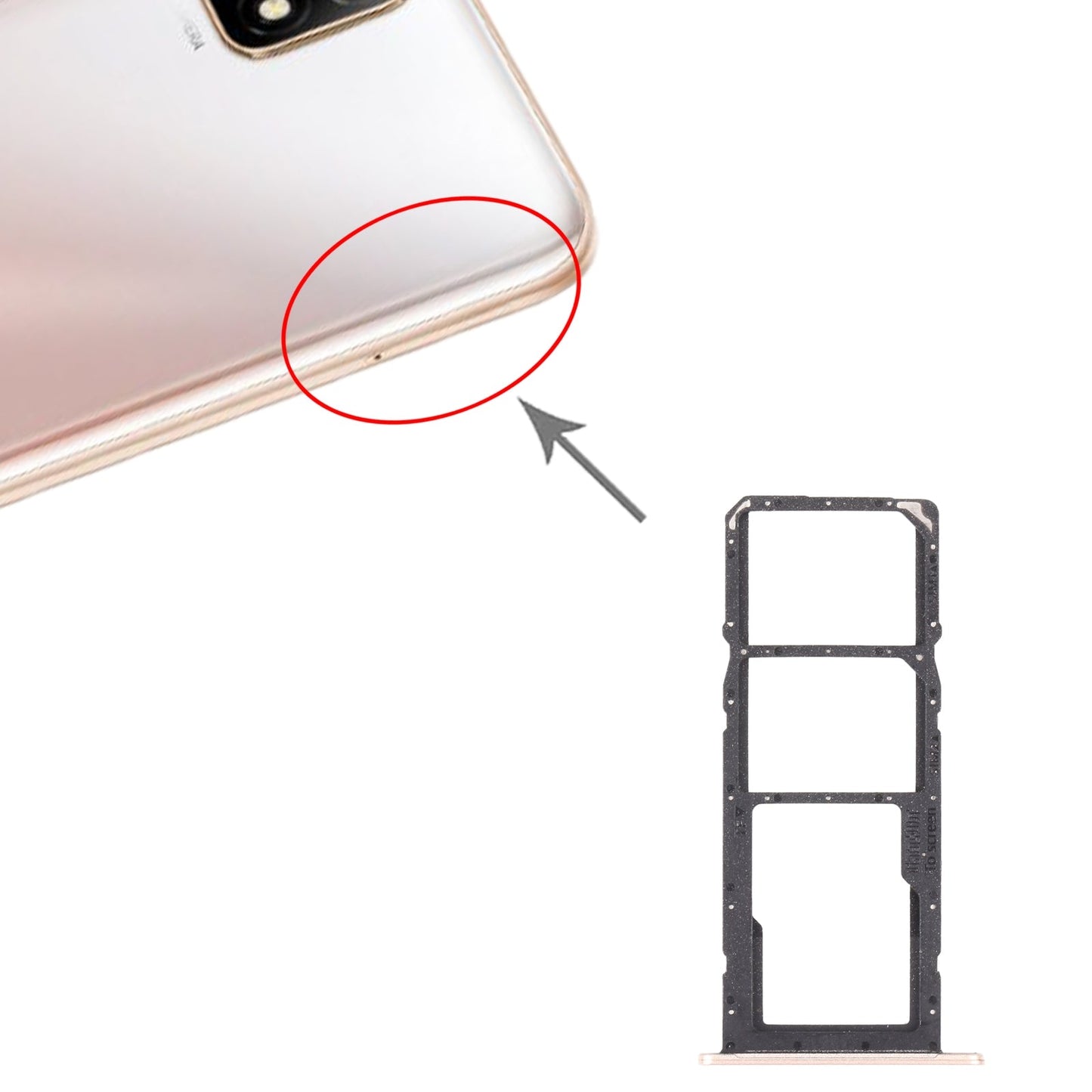 SIM Card Tray + SIM Card Tray + Micro SD Card Tray for Huawei Enjoy 20 SE 4G(Gold)