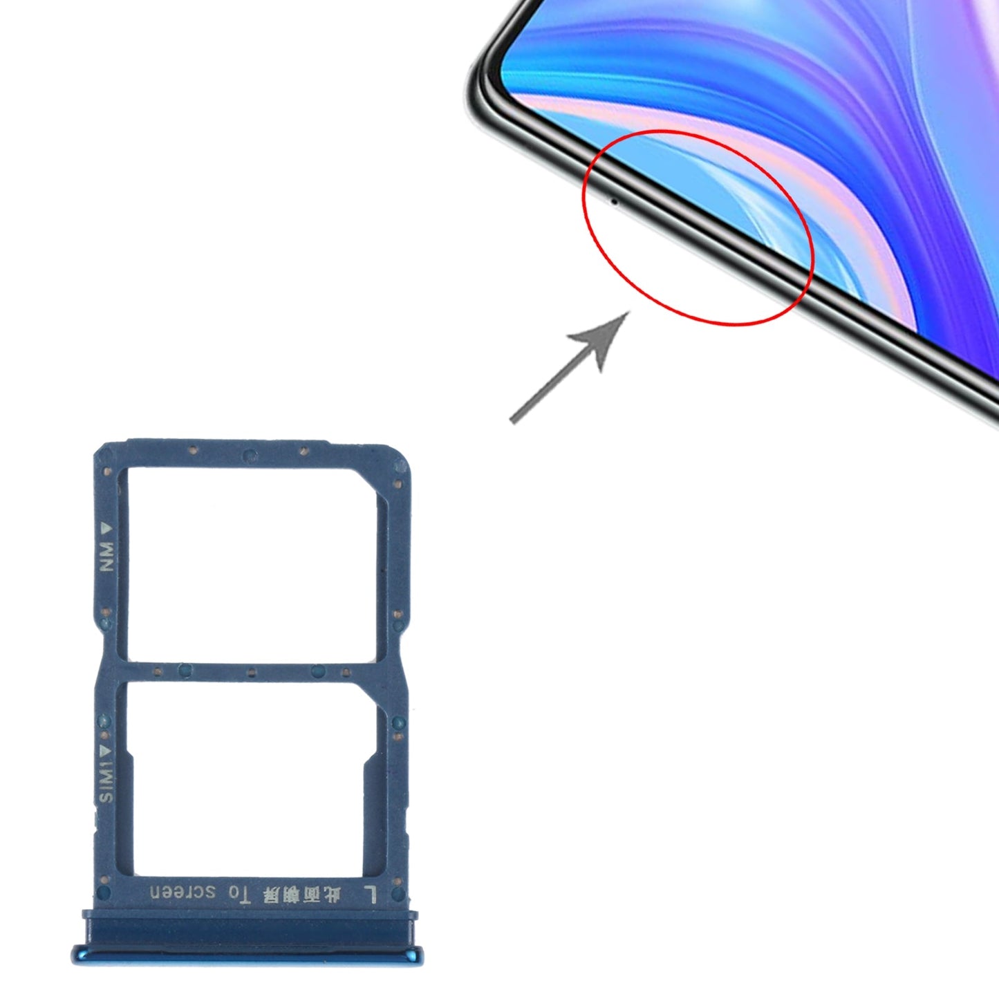 SIM Card Tray + NM Card Tray for Huawei P Smart S (Blue)