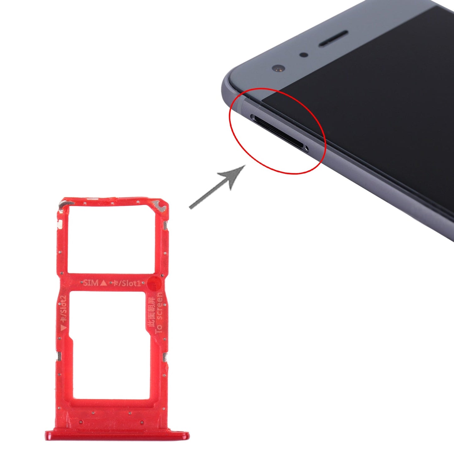 SIM Card Tray + SIM Card Tray / Micro SD Card Tray for Honor 9S (Red)