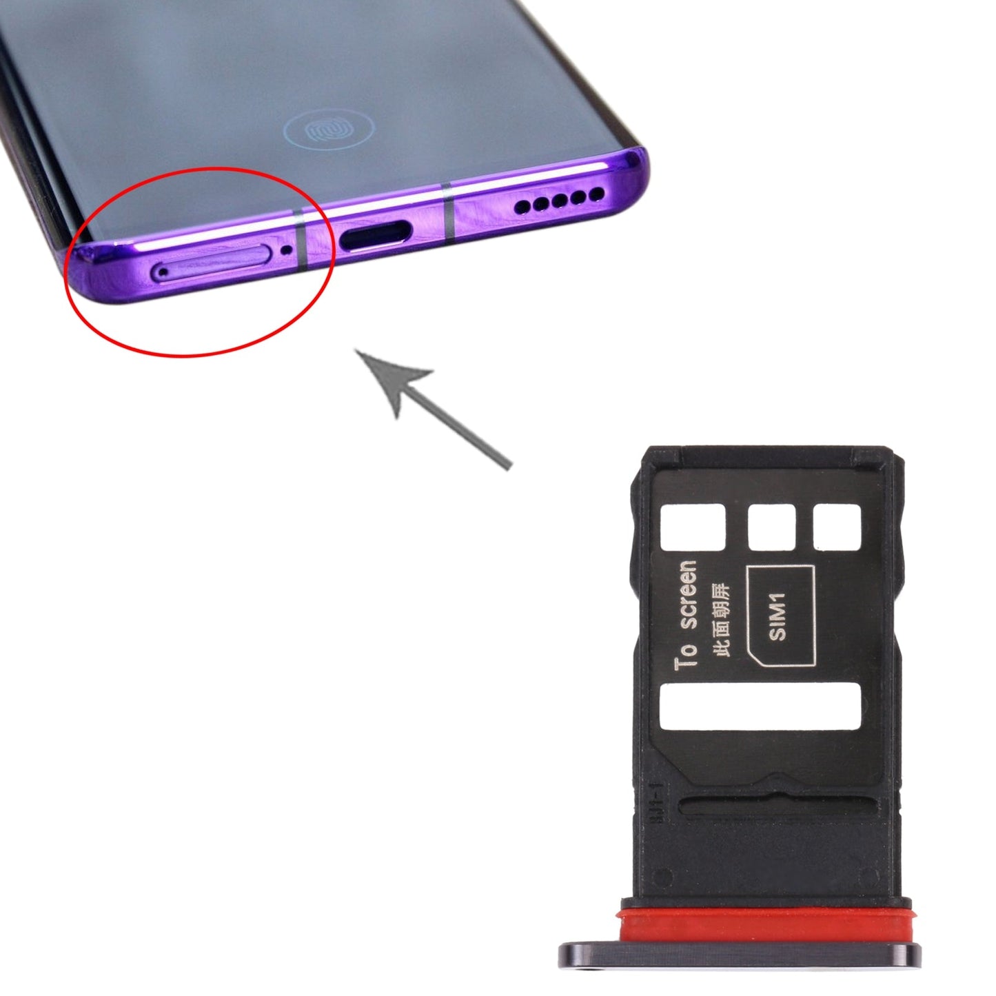 SIM Card Tray + SIM Card Tray for Honor 30 Pro (Black)