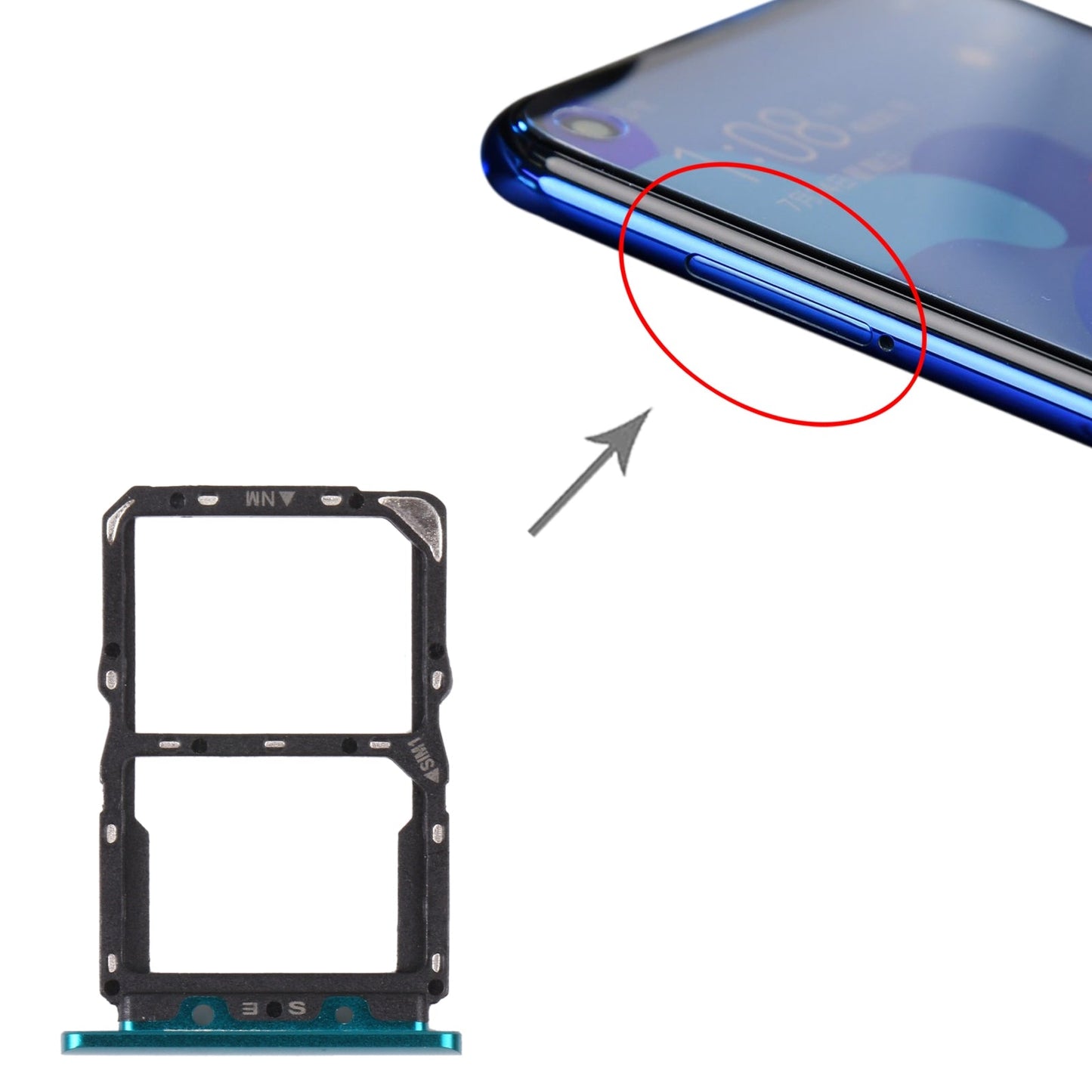 SIM Card Tray + NM Card Tray for Huawei Nova 5 Pro (Green)