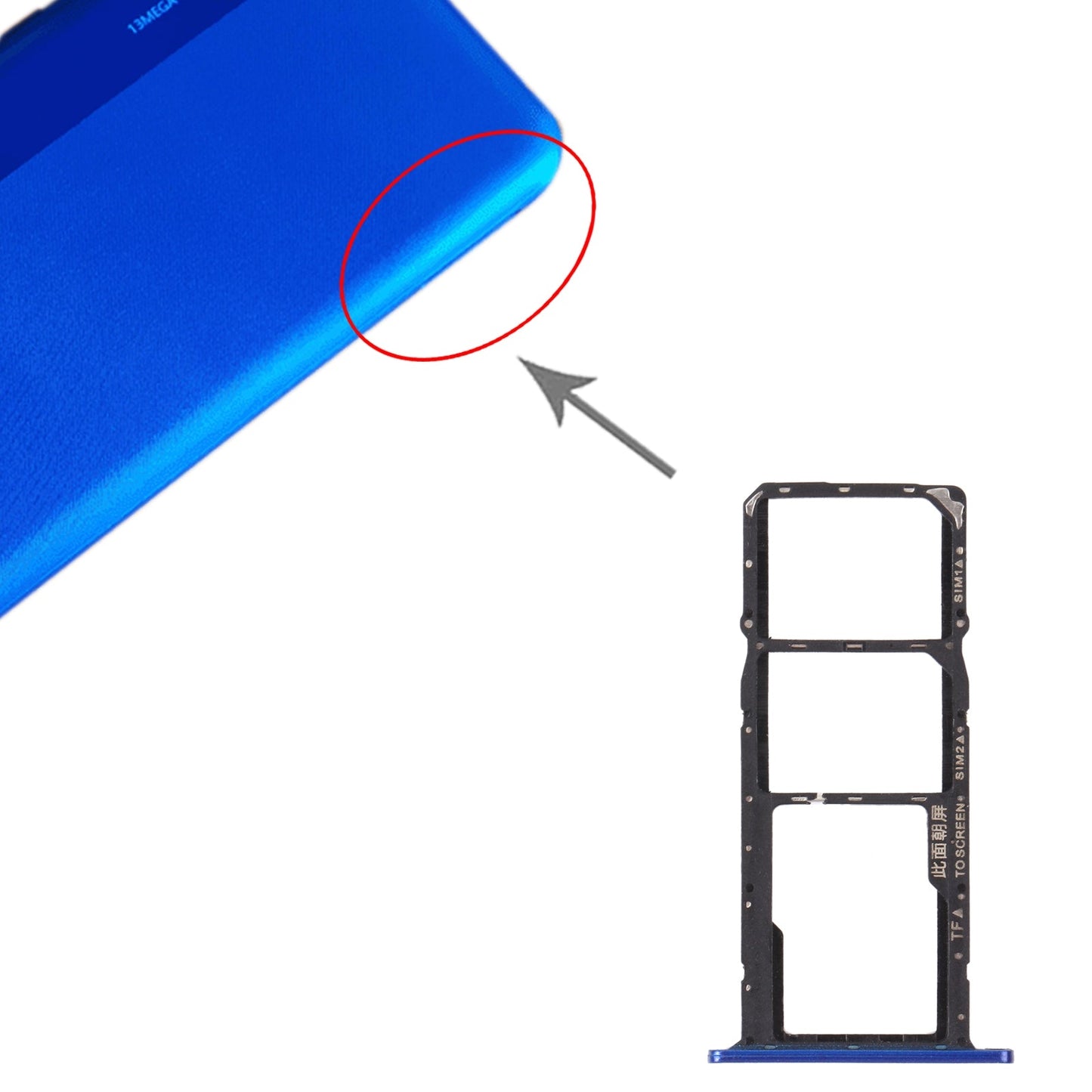 SIM Card Tray + SIM Card Tray + Micro SD Card Tray for Honor 8S (Blue)