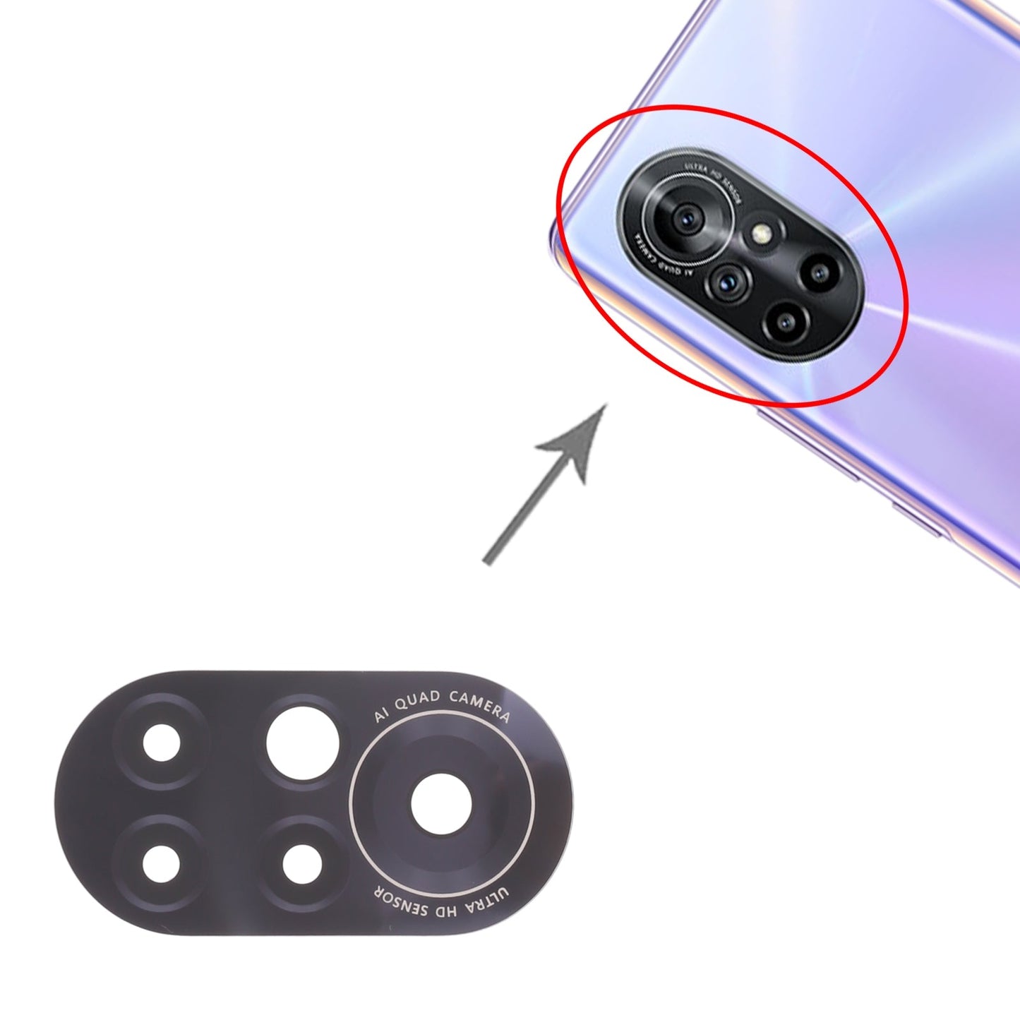 For Huawei Nova 8 5G 10pcs Back Camera Lens 