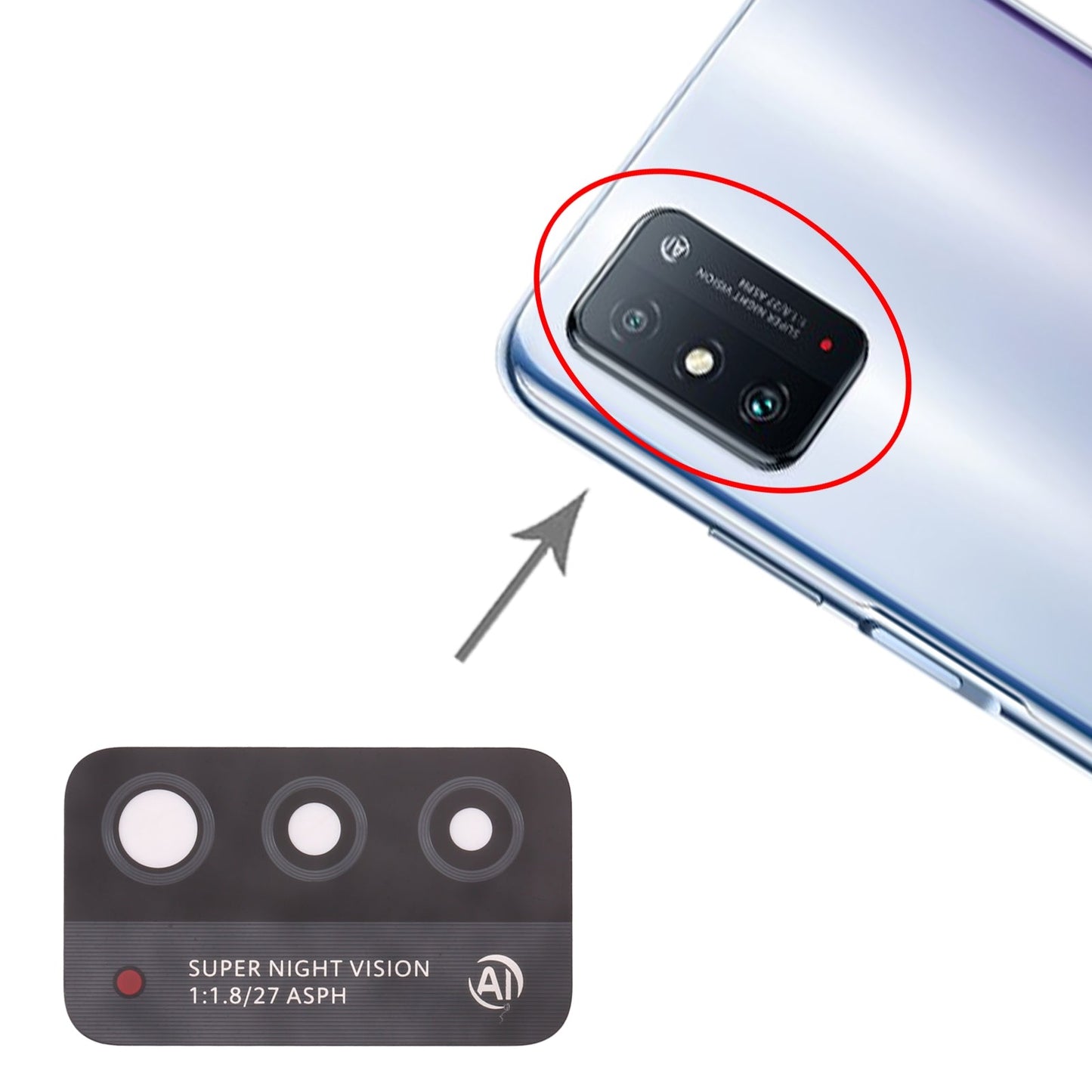 For Honor X10 Max 5G 10pcs Back Camera Lens 