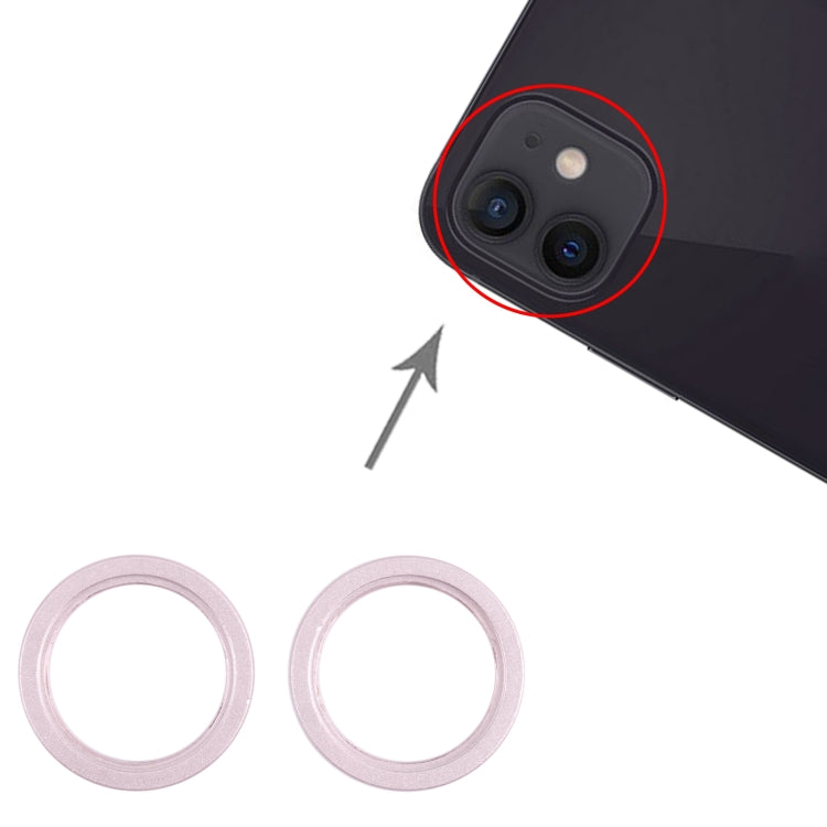 2 PCS Rear Camera Glass Lens Metal Outside Protector Hoop Ring for iPhone 13(Pink)
