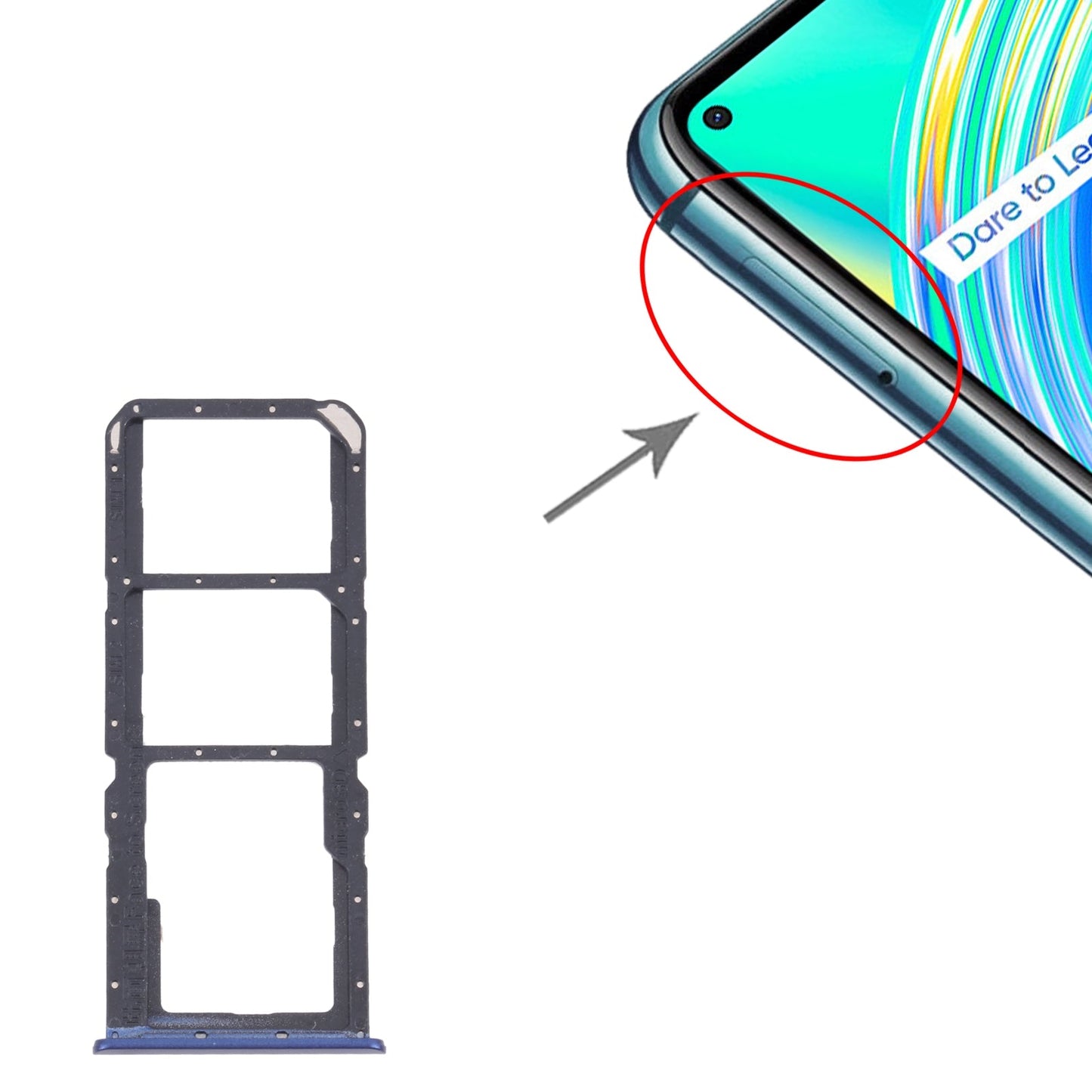 For OPPO Realme C17 RMX2101  SIM Card Tray + SIM Card Tray + Micro SD Card Tray (Blue)