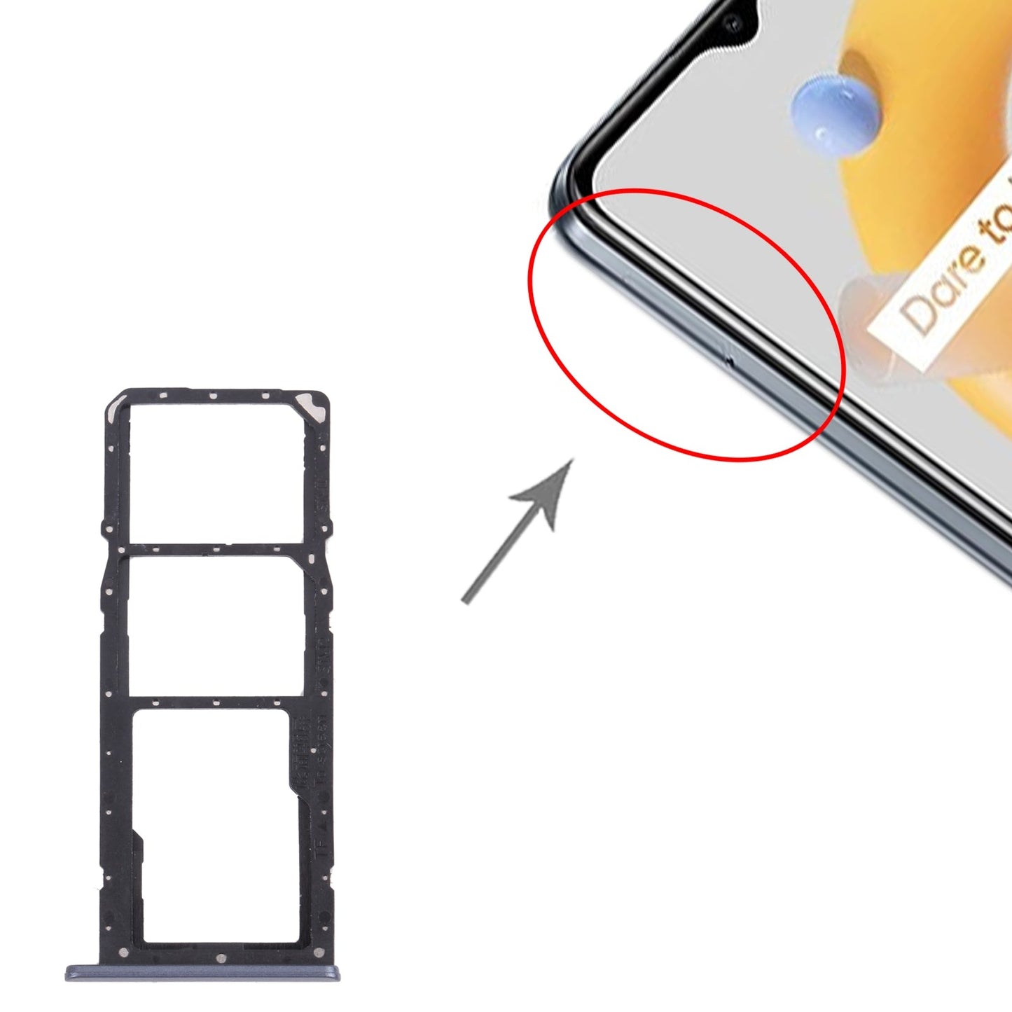 For OPPO Realme C20 / Realme C20A RMX3063, RMX3061  SIM Card Tray + SIM Card Tray + Micro SD Card Tray (Grey)