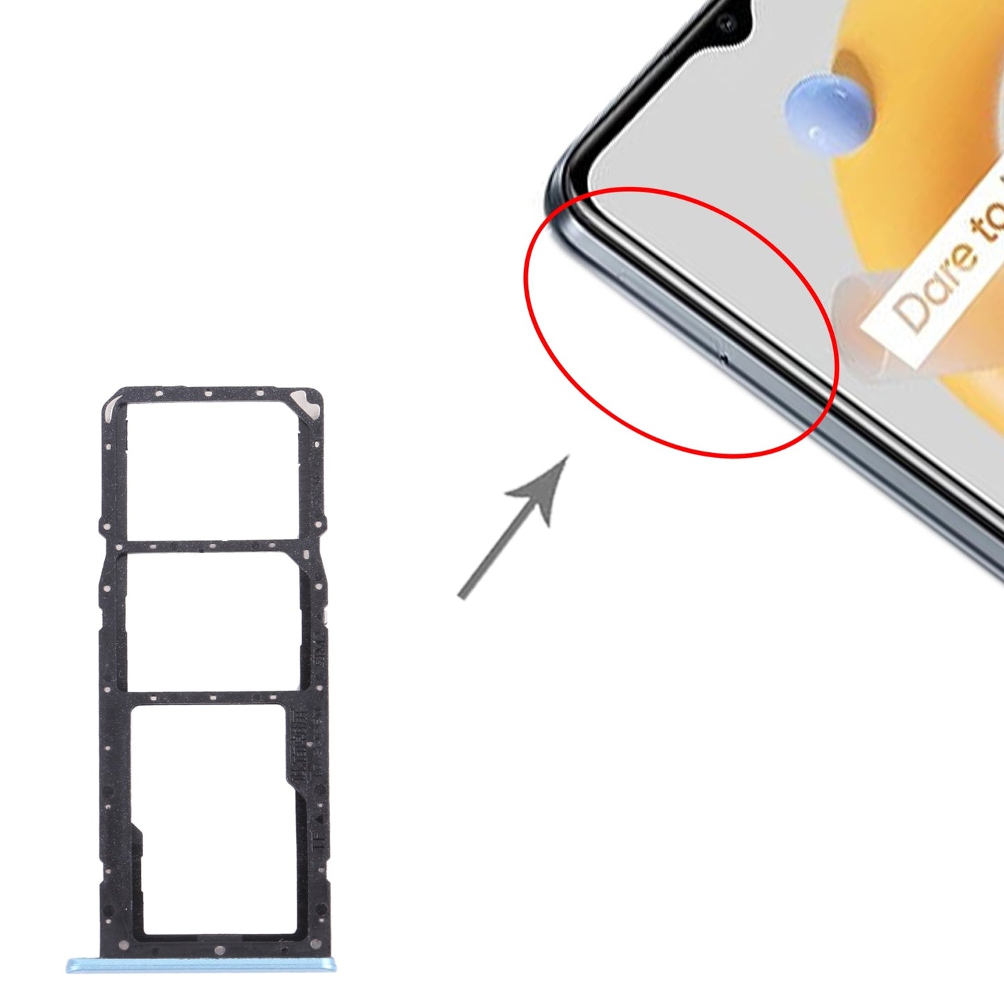 For OPPO Realme C20 / Realme C20A RMX3063, RMX3061  SIM Card Tray + SIM Card Tray + Micro SD Card Tray (Blue)