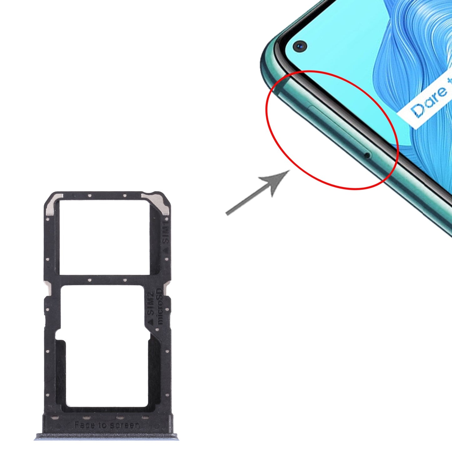 For OPPO Realme V5 5G  SIM Card Tray + SIM Card Tray / Micro SD Card Tray (Silver)