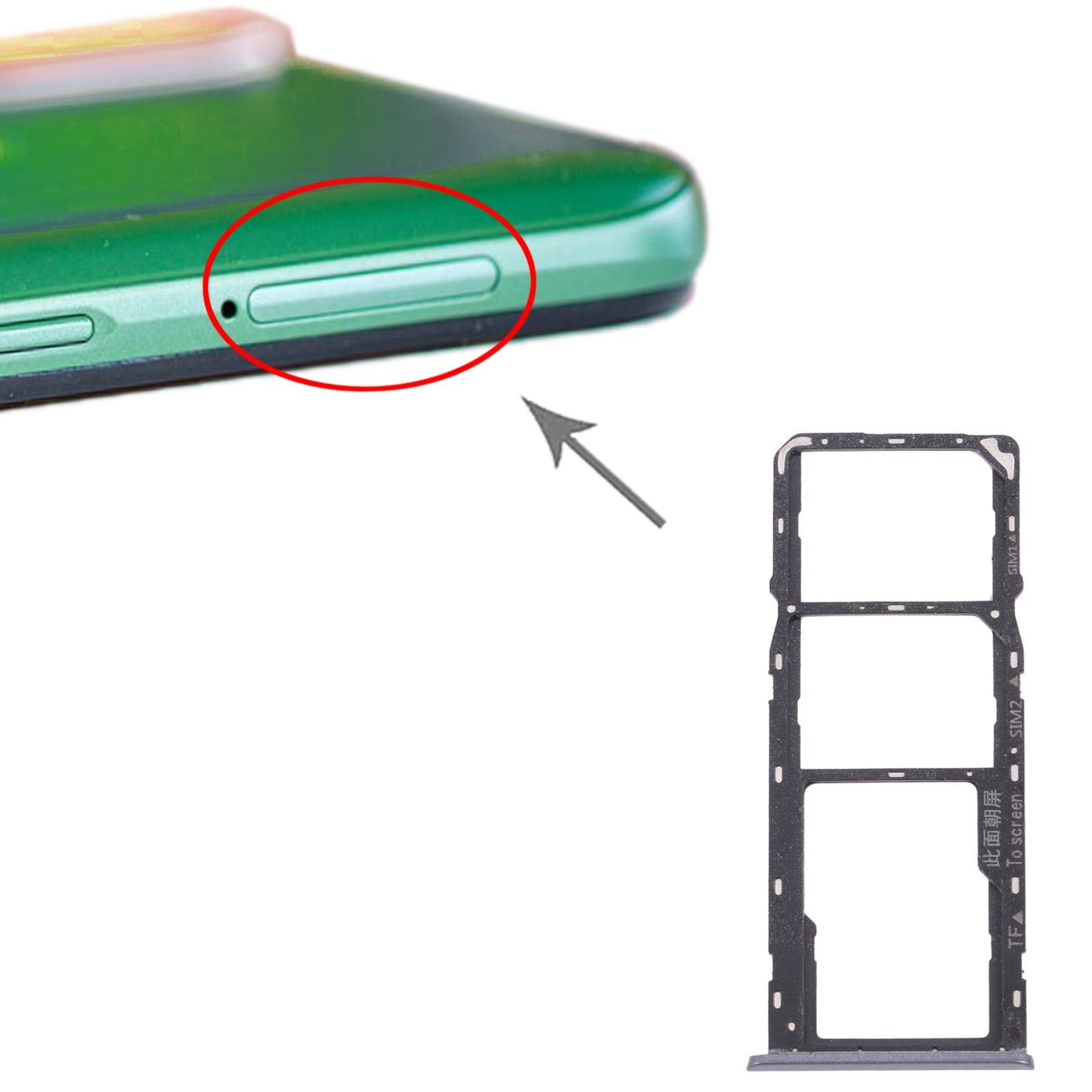 For OPPO Realme 6i / Realme Narzo 10 SIM Card Tray + SIM Card Tray + Micro SD Card Tray (Black)