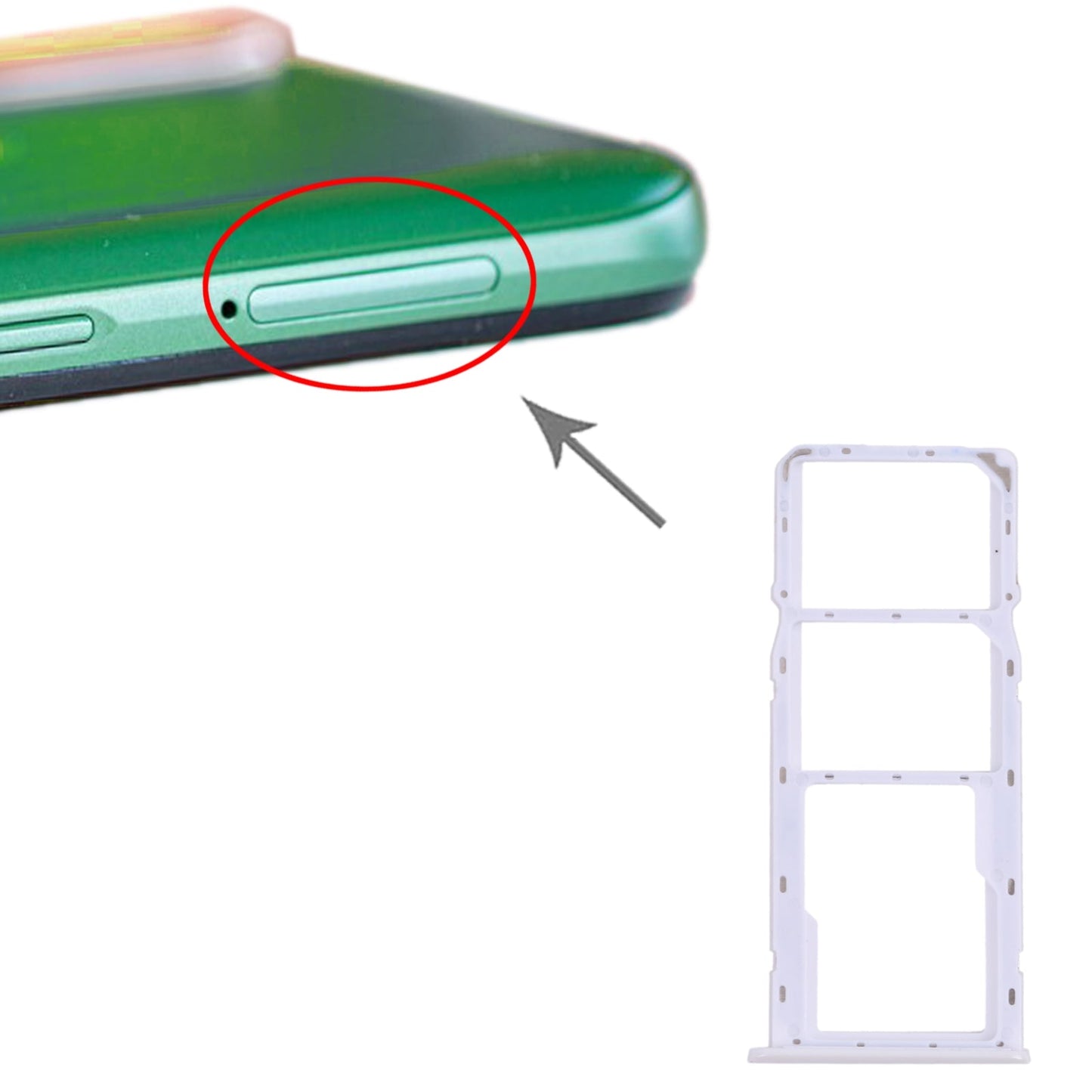For OPPO Realme 6i / Realme Narzo 10 SIM Card Tray + SIM Card Tray + Micro SD Card Tray (White)