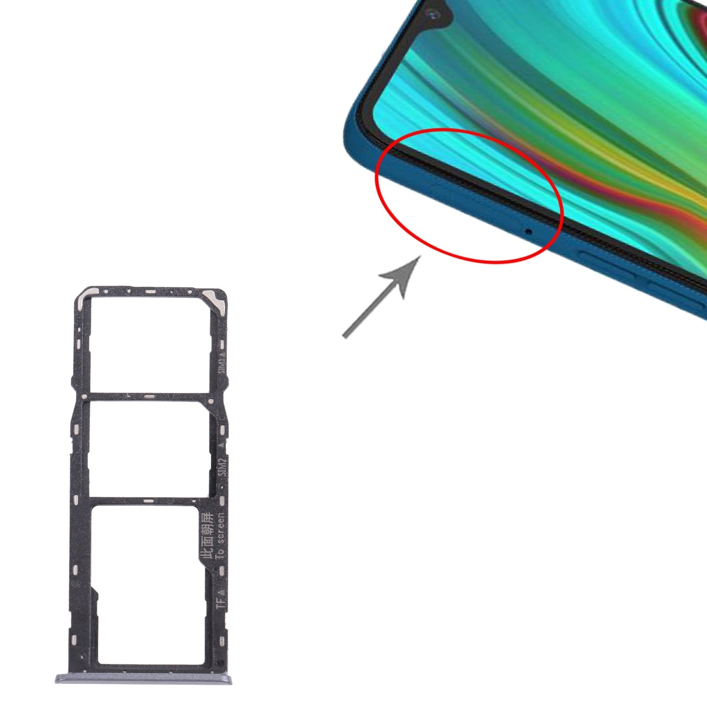 For OPPO Realme C3 RMX2027, RMX2020, RMX2021  SIM Card Tray + SIM Card Tray + Micro SD Card Tray (Grey)