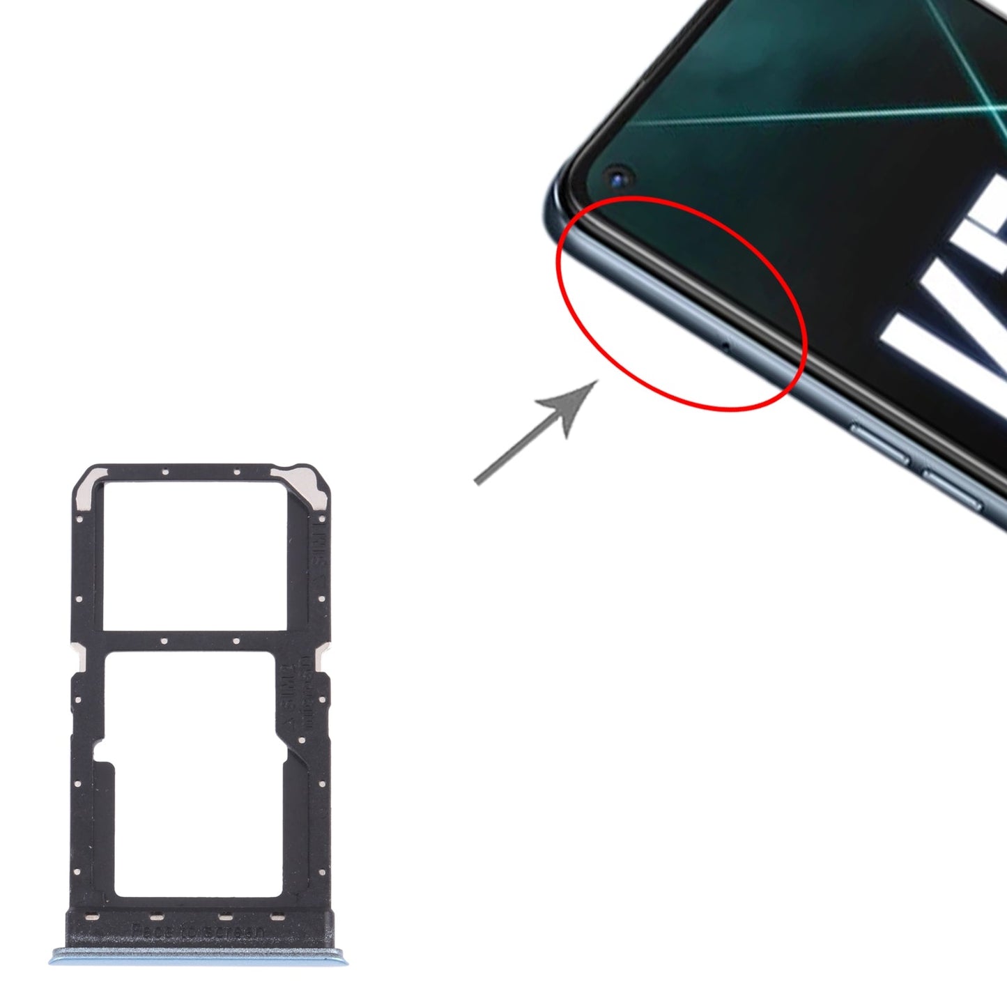 For OPPO K7X / Realme V5 / Realme Q2 PERM00 SIM Card Tray + SIM Card Tray / Micro SD Card Tray (Blue)