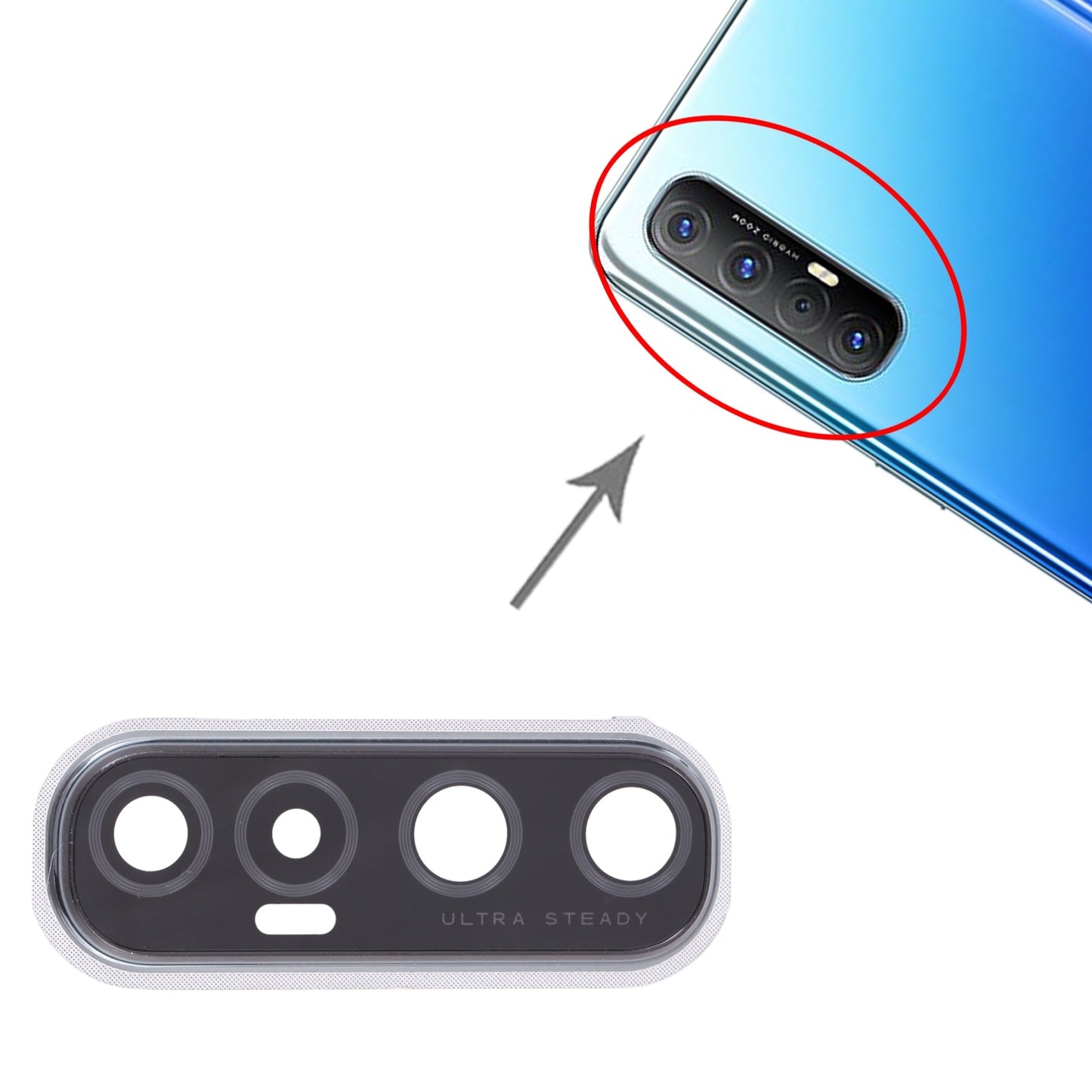 For OPPO Reno3 Pro 5G PCRM00, PCRT00, CPH2009 / Reno3 Pro 4G CPH2035, CPH2037, CPH2036  Camera Lens Cover (Black)