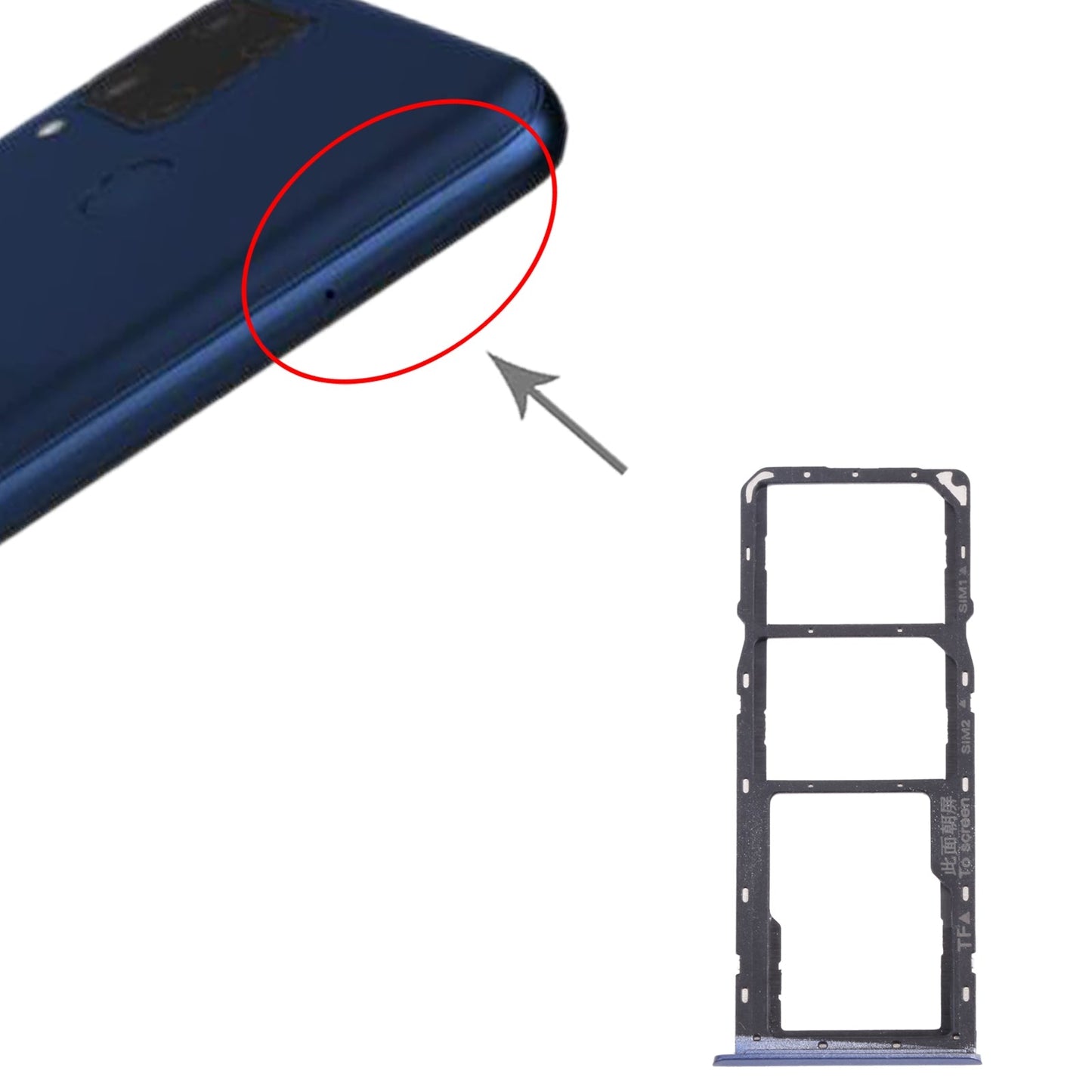 For OPPO Realme C15 RMX2180  SIM Card Tray + SIM Card Tray + Micro SD Card Tray (Blue)