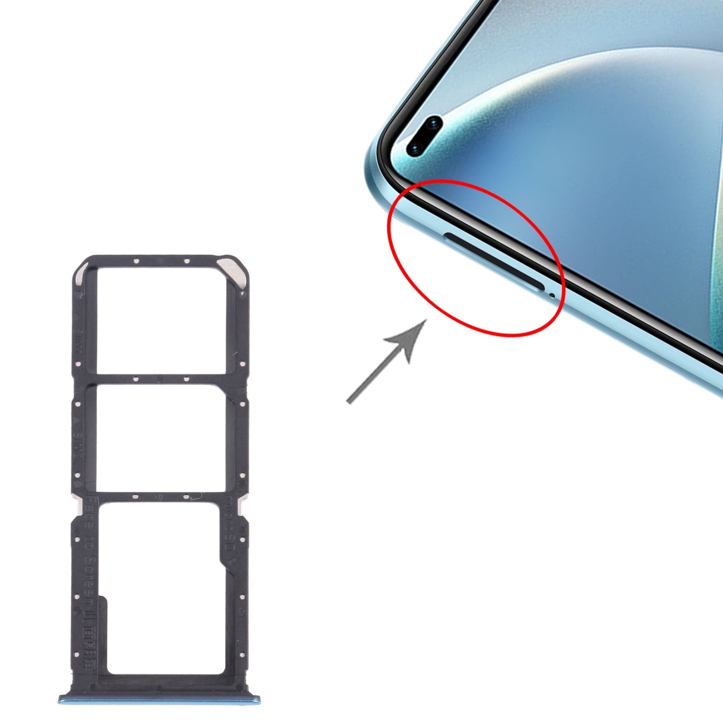 For OPPO A74 5G / A54 5G / A93 PCGM00, PEHM00  SIM Card Tray + SIM Card Tray + Micro SD Card Tray(Blue)