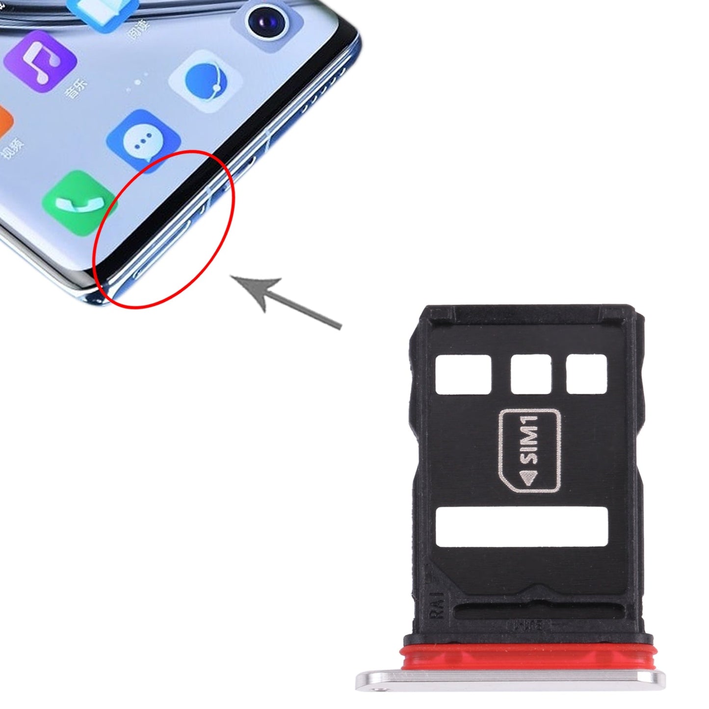 NM Card Tray + SIM Card Tray for Huawei Mate 40E 4G (Silver)