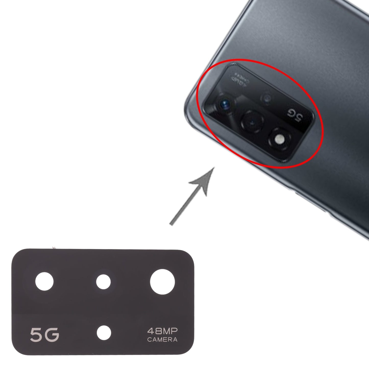 For OPPO A93s 5G PFGM00 10pcs Back Camera Lens