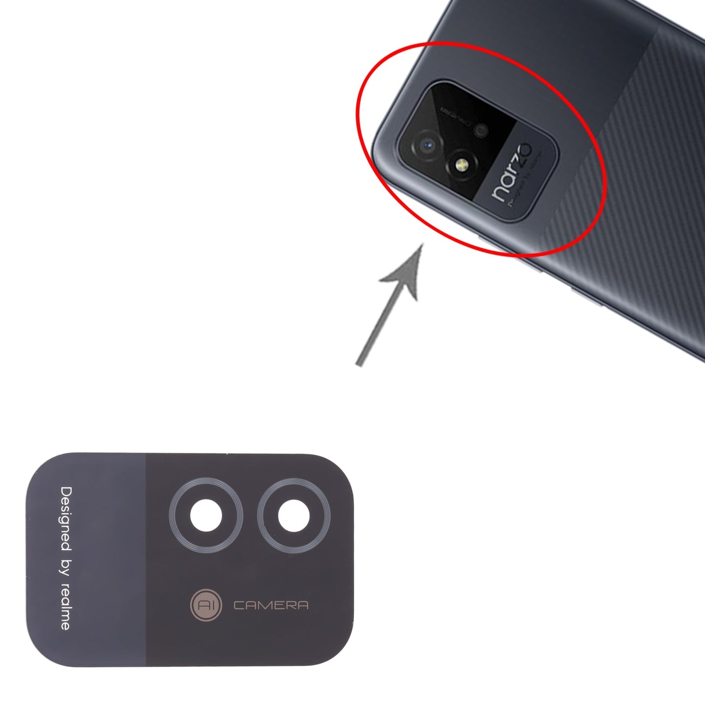 For OPPO Realme Narzo 50i RMX3235 10pcs Back Camera Lens (Black)