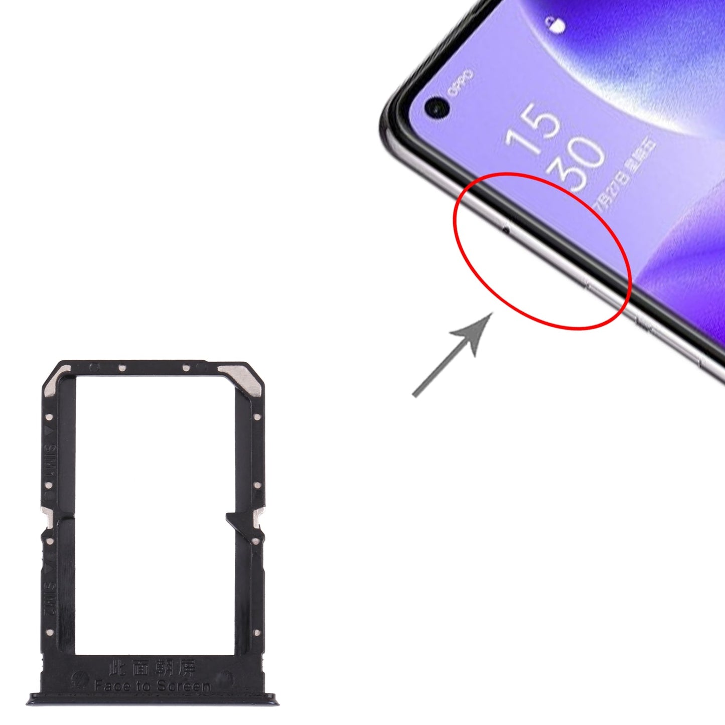 For OPPO Reno5 5G / Find X3 Lite PEGM00 PEGT00 CPH2145  SIM Card Tray + SIM Card Tray(Black)