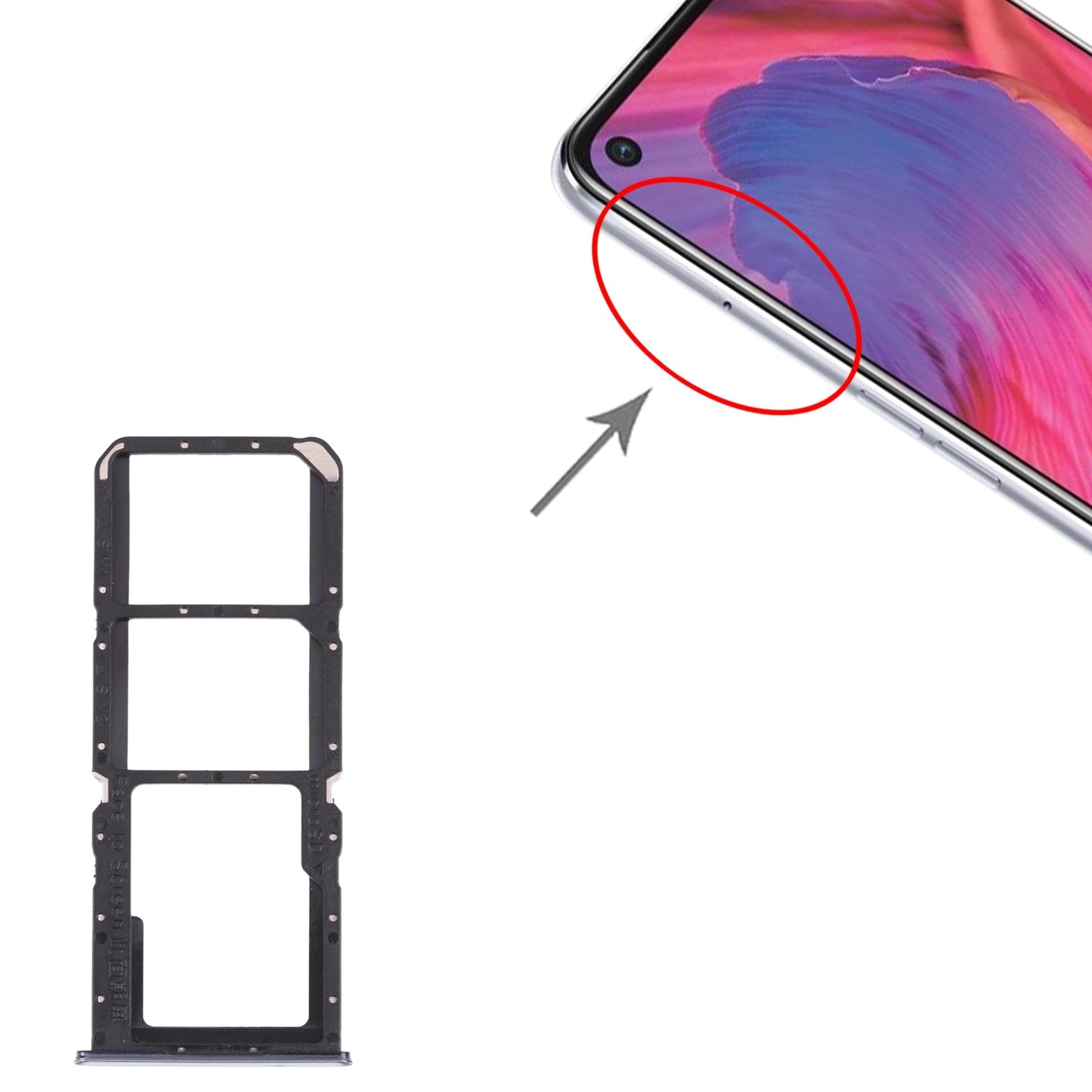 For OPPO A74 4G / F19 / F19s CPH2219  SIM Card Tray + SIM Card Tray + Micro SD Card Tray(Silver)